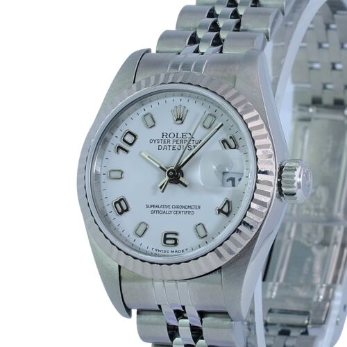 Rolex Ladies Datejust White "Explorer Dial" 18kw & Ss Fluted Jubilee Band Watch - luxuriantconcierge