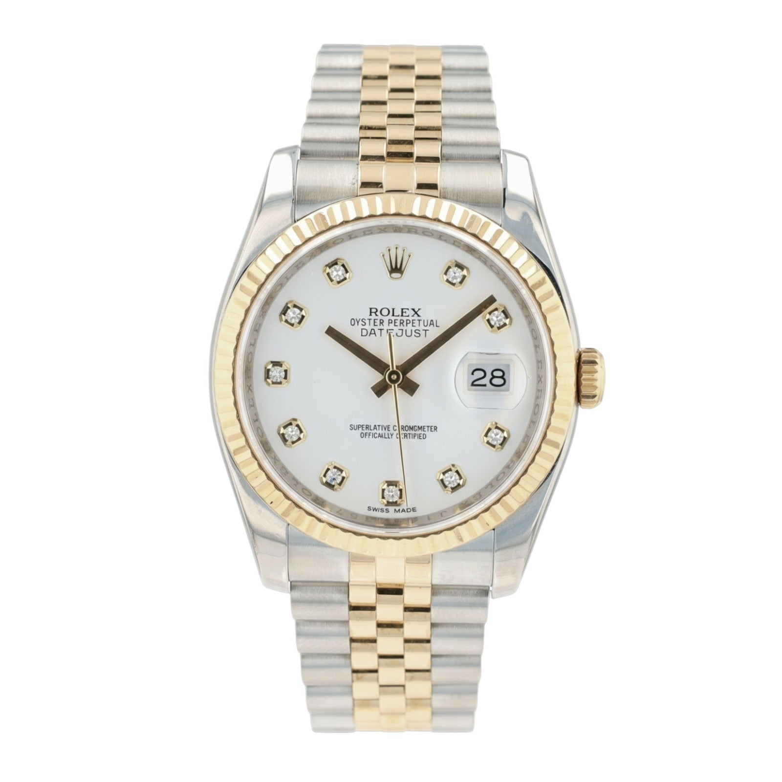 Rolex Mens/Unisex Datejust 116233 White Diamond Dial Jubilee Band Watch 36mm - Luxuriant Concierge