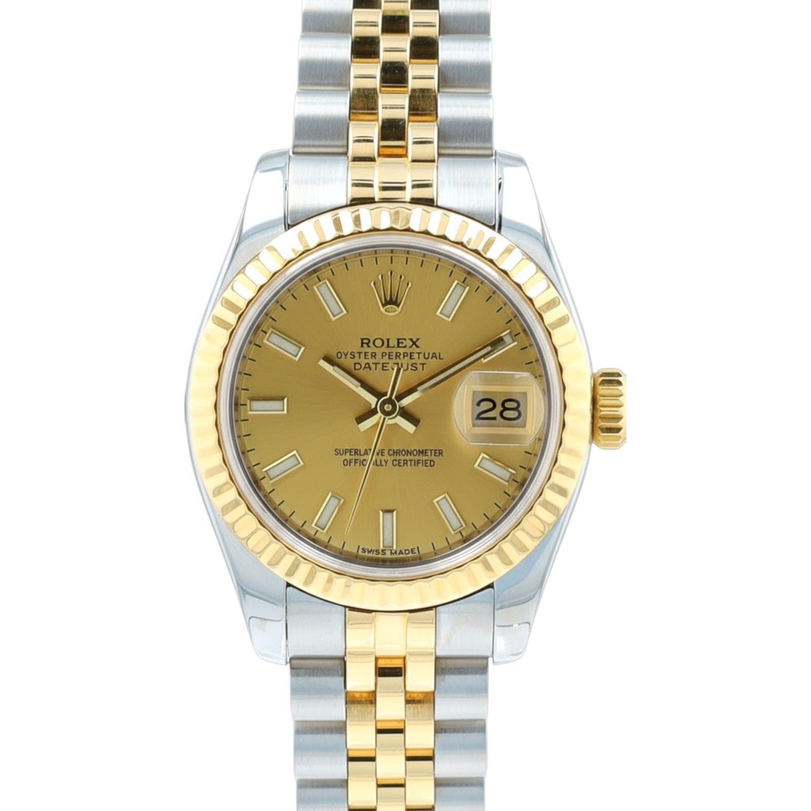 Rolex Ladies Datejust 179173 Two-Tone 18KY & Steel Champagne Index Jubilee Watch - Luxuriant Concierge