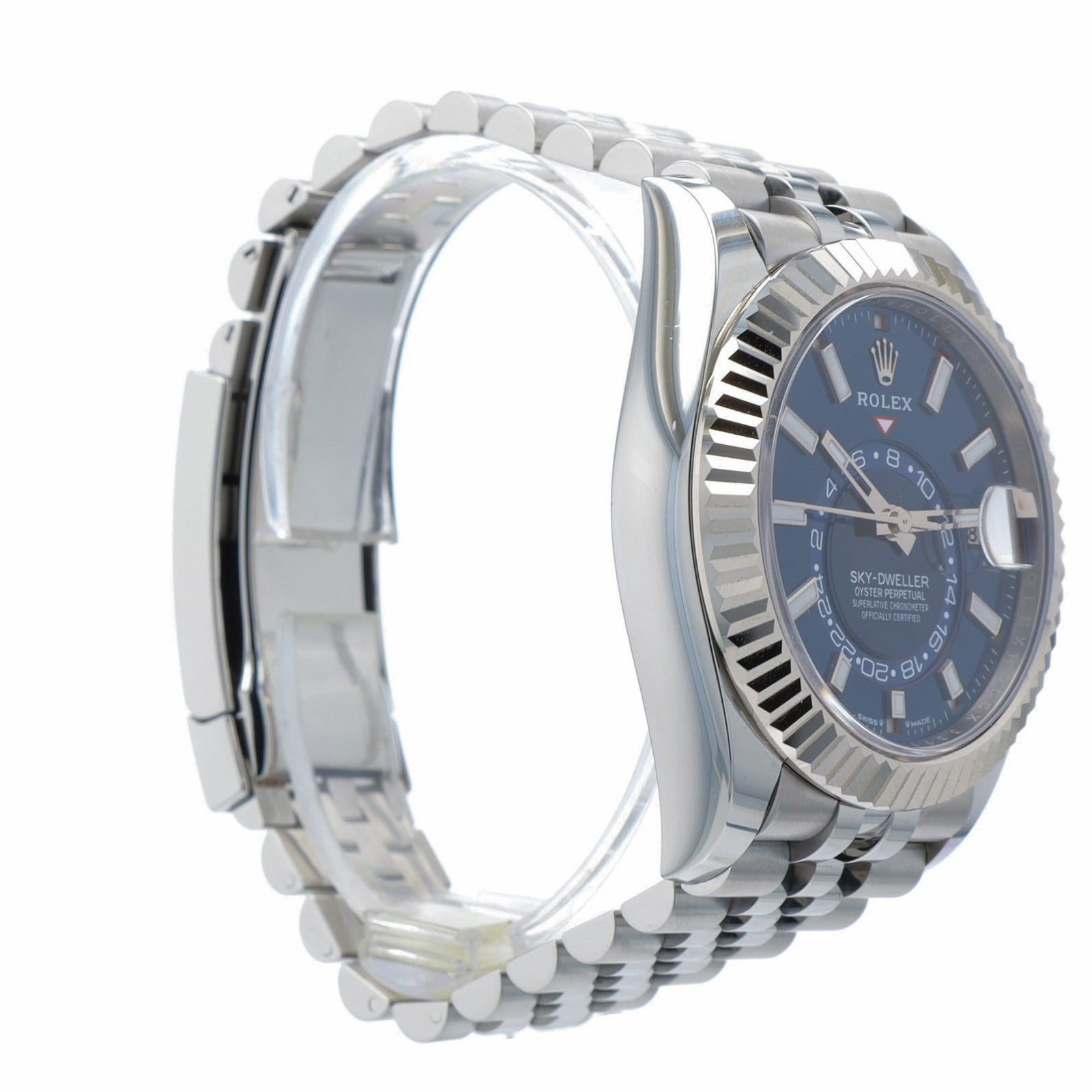 Rolex Mens Sky-Dweller 326934 42mm 18KW & Steel Blue Dial Jubilee Band Watch - Luxuriant Concierge
