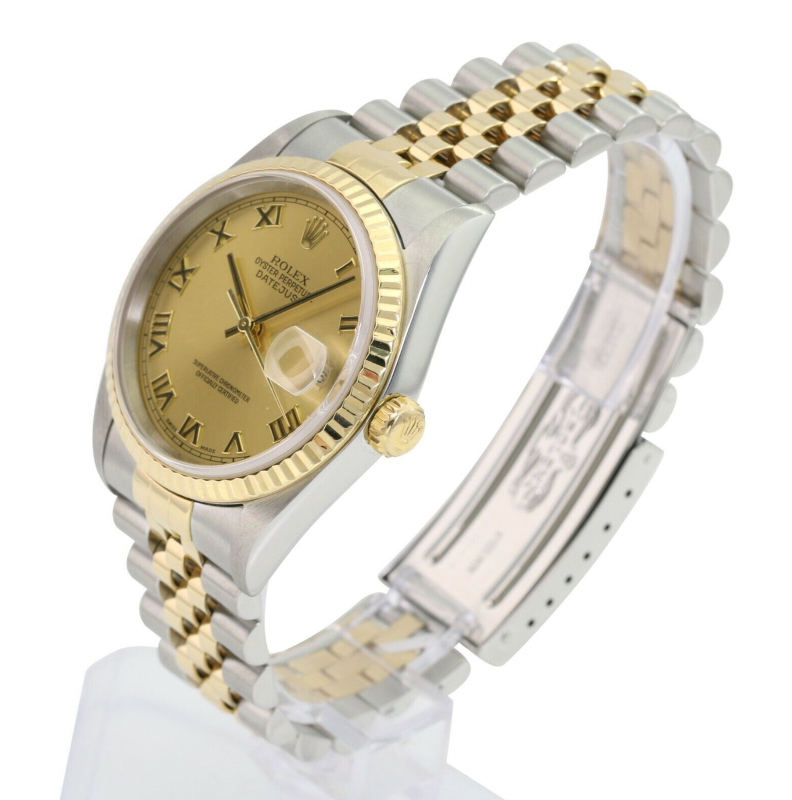 Rolex Men's Datejust Champagne Roman Dial SS & 18K Gold Bezel 36mm Watch - luxuriantconcierge