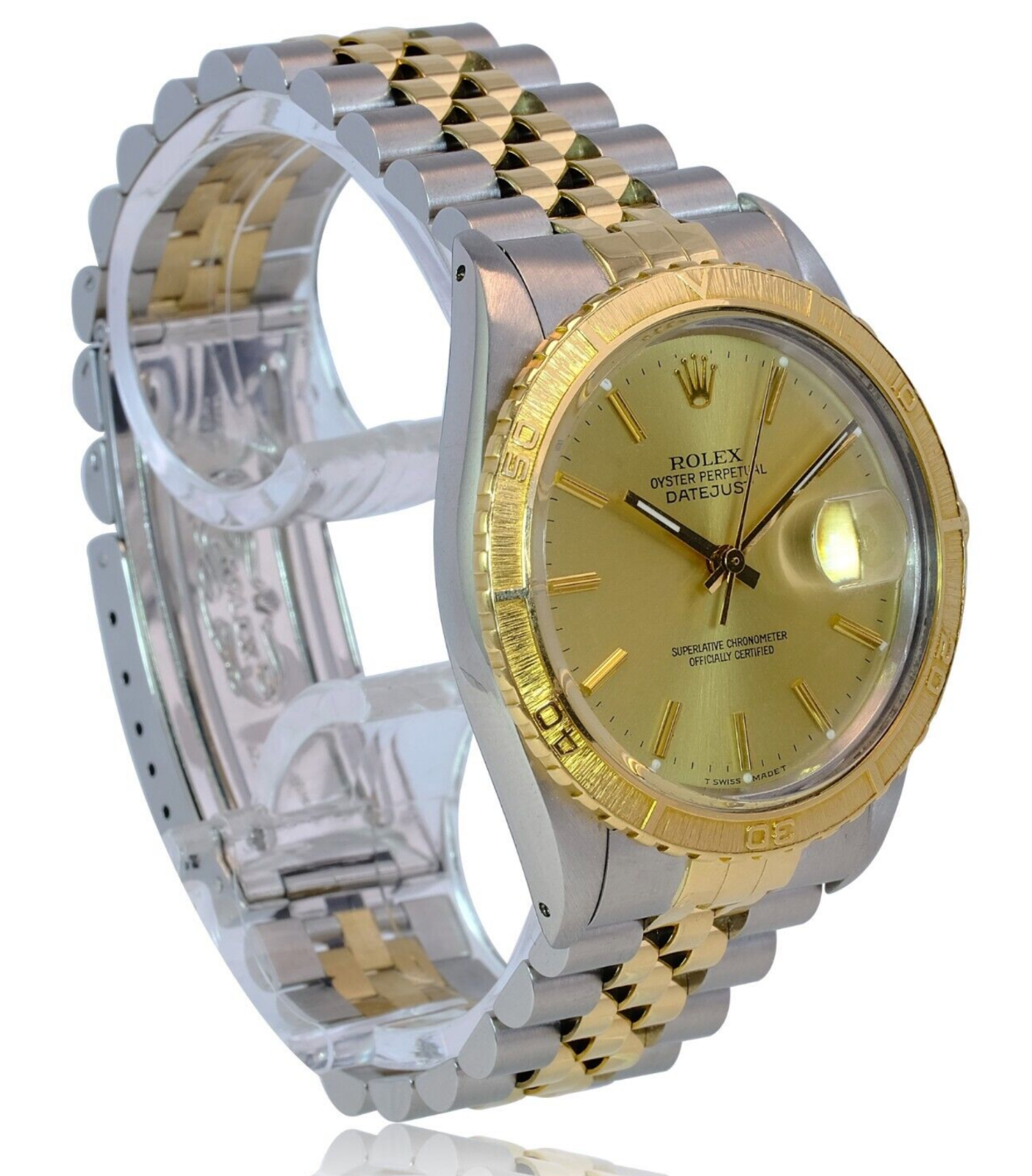 Rolex Men's Datejust SS & 18KY Gold Champagne Dial Thunderbird Bezel 36mm Watch - luxuriantconcierge