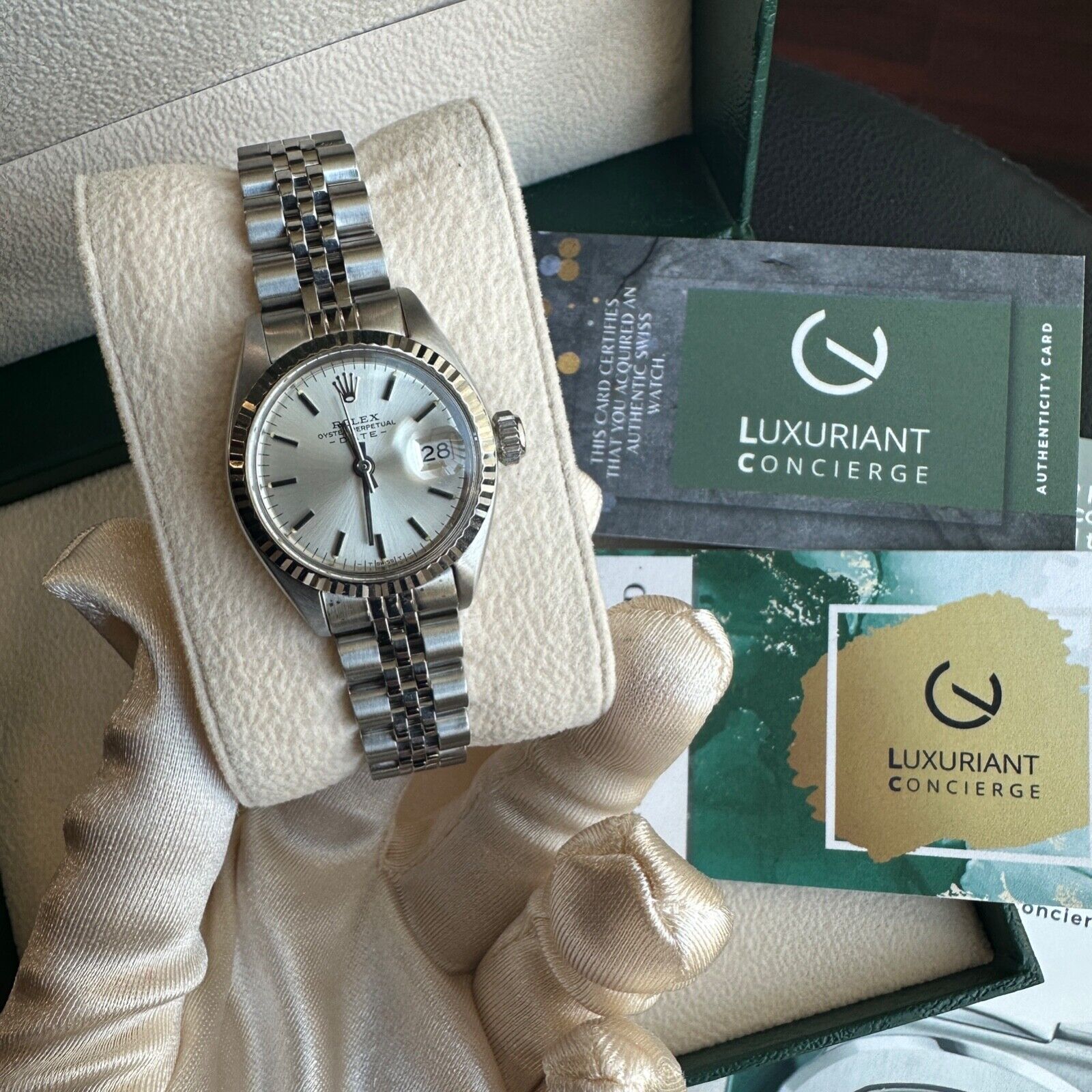 ROLEX DATEJUST SILVER INDEX DIAL STEEL JUBILEE WATCH 6917 - Luxuriant Concierge