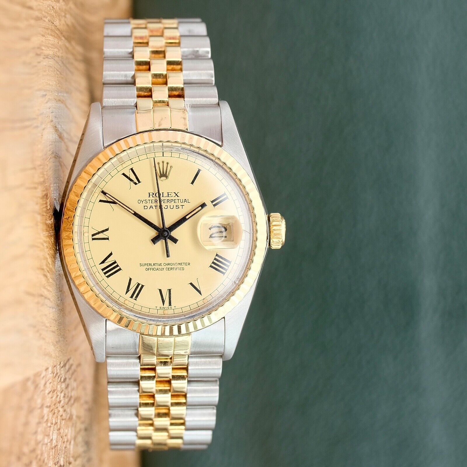 ROLEX DATEJUST CHAMPAGNE BUCKLEY DIAL 18KY-STEEL JUBILEE 16233 BOX&PAPER - Luxuriant Concierge