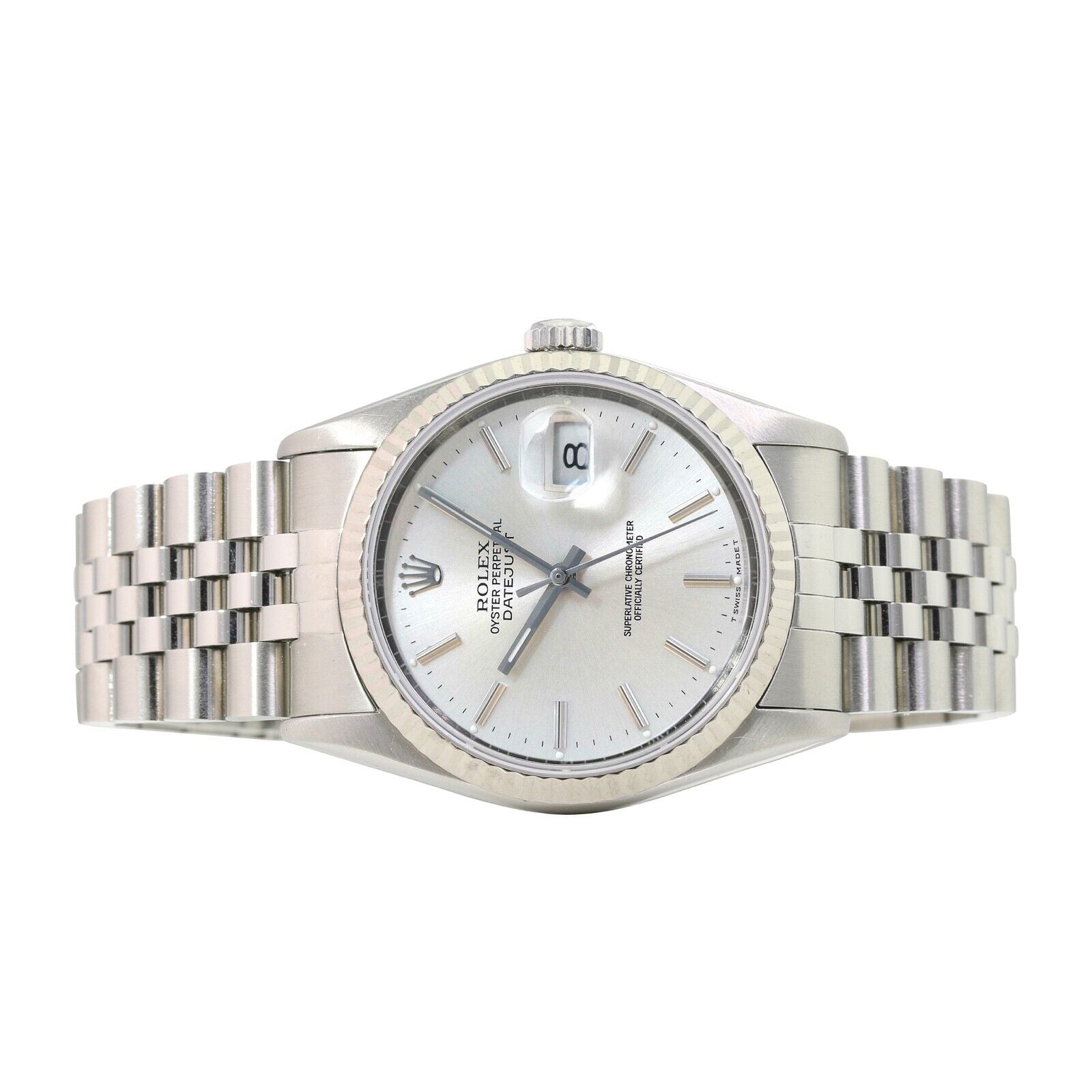 ROLEX DATEJUST SILVER DIAL STEEL JUBILEE WATCH 16014 - Luxuriant Concierge