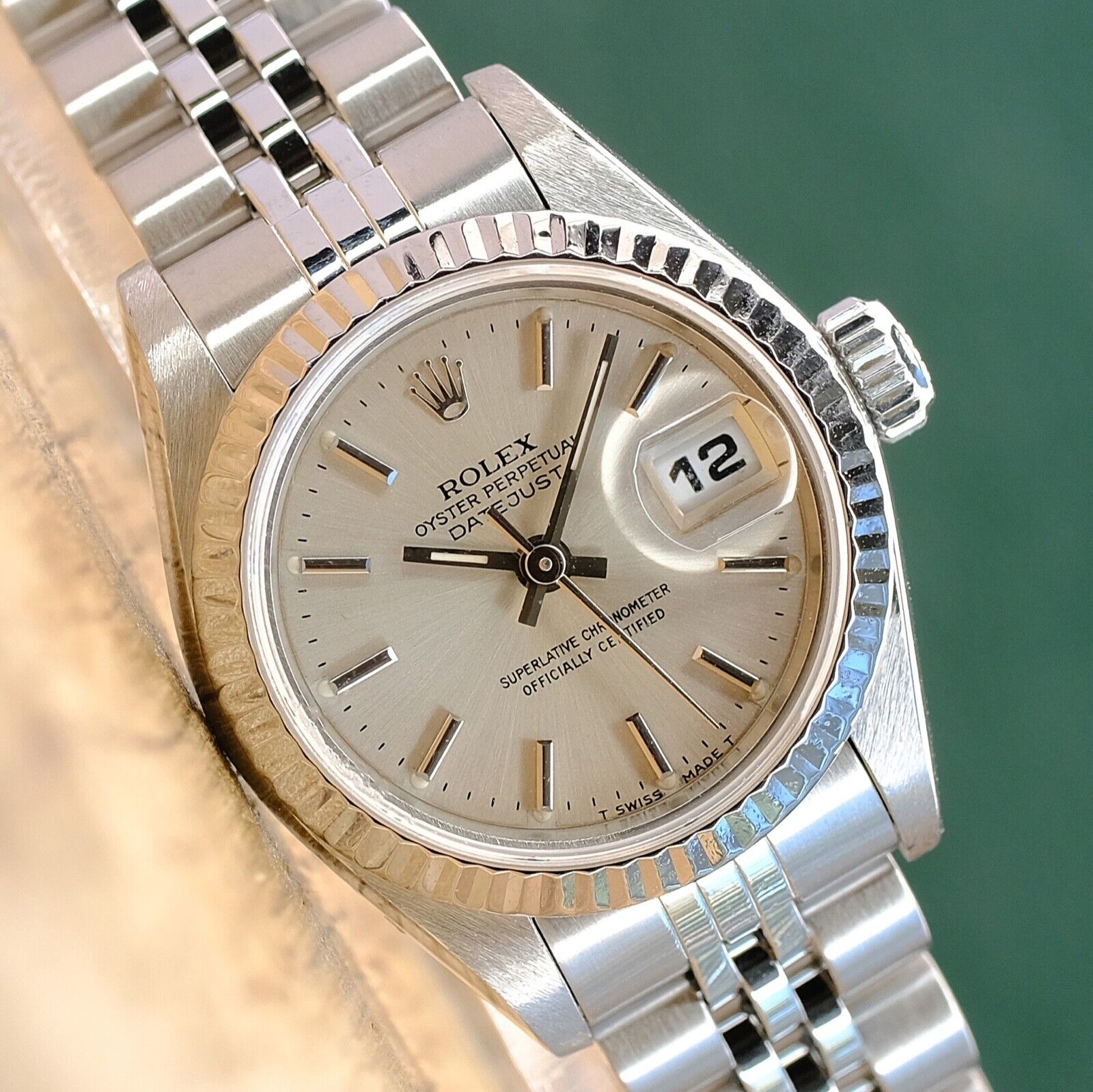 ROLEX DATEJUST SILVER INDEX DIAL STEEL JUBILEE WATCH 69174 BOX&PAPER - Luxuriant Concierge