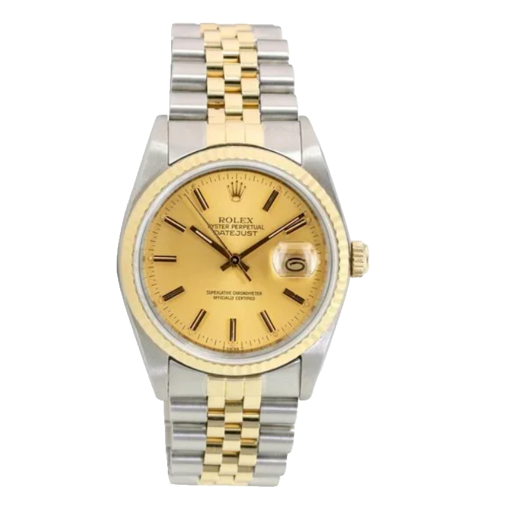 ROLEX DATEJUST CHAMPAGNE DIAL 18K GOLD & STEEL JUBILEE 16233 BOX&PAPER - Luxuriant Concierge