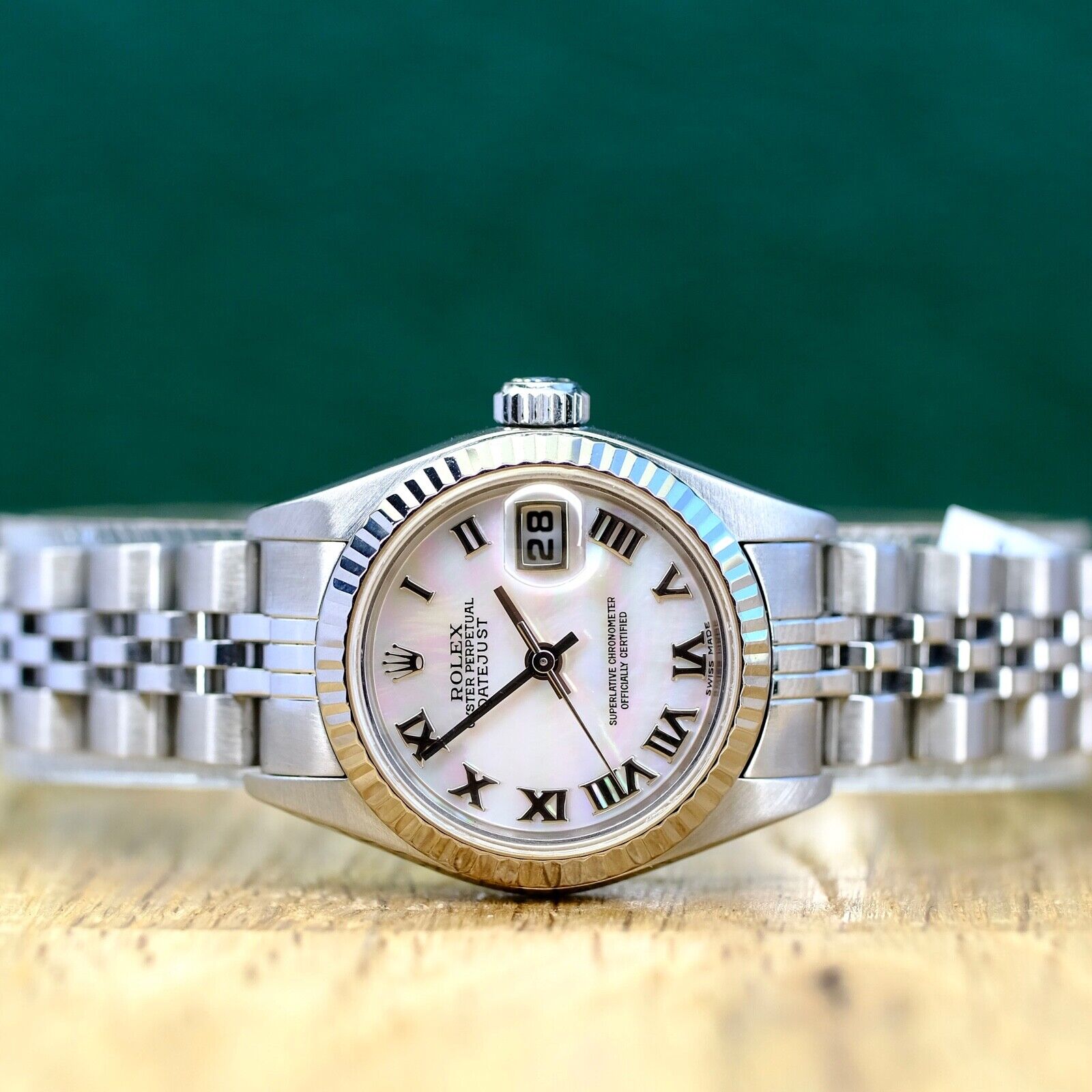 ROLEX DATEJUST WHITE MOTHER OF PEARL DIAL STEEL JUBILEE WATCH 79174 - Luxuriant Concierge