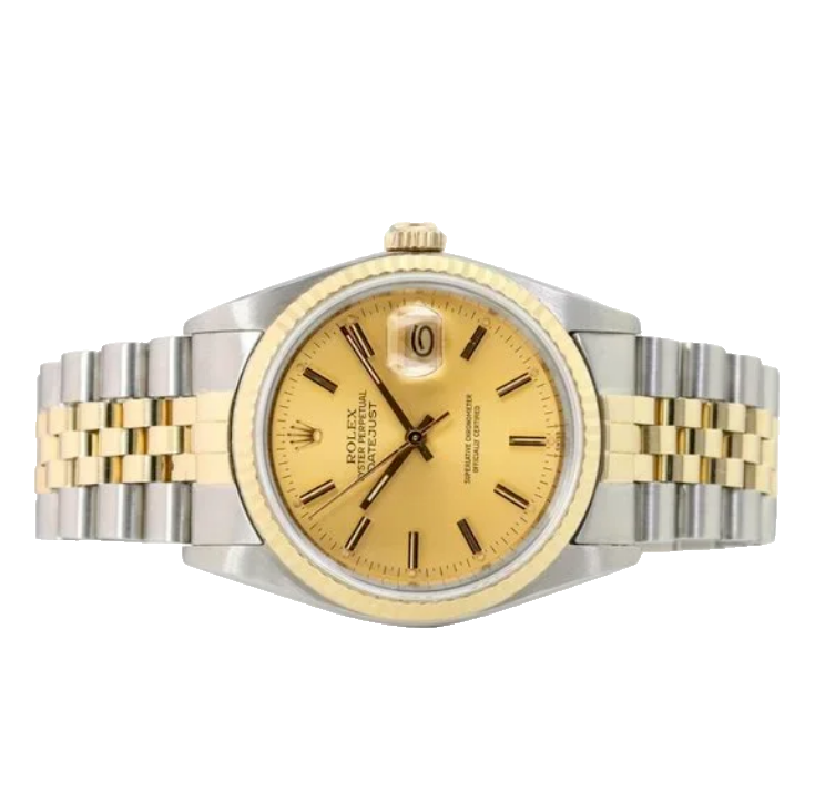 ROLEX DATEJUST CHAMPAGNE DIAL 18K GOLD & STEEL JUBILEE 16233 BOX&PAPER - Luxuriant Concierge