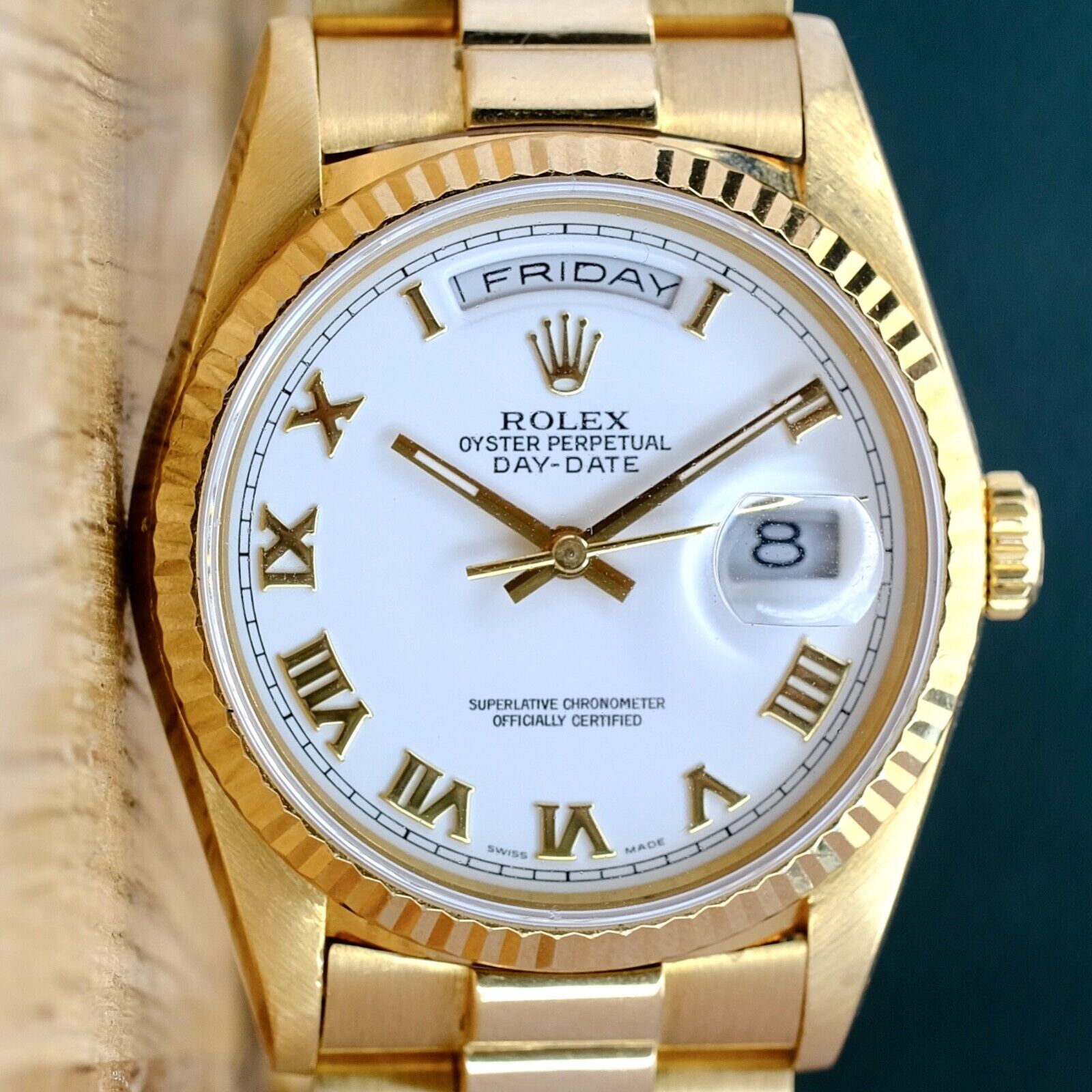 Rolex Day-date White Roman Dial President Band Watch 18238 - Luxuriant Concierge