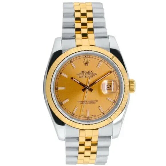 ROLEX DATEJUST CHAMPAGNE INDEX DIAL 18K GOLD & STEEL JUBILEE 16233 - Luxuriant Concierge