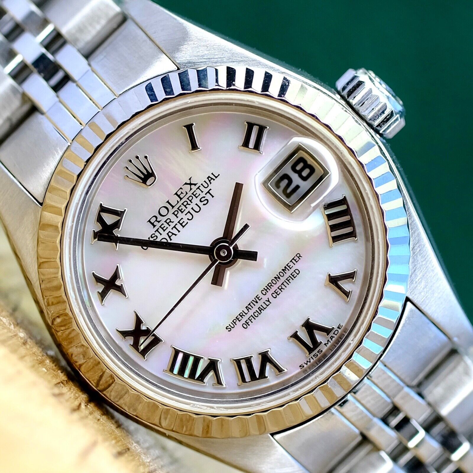 ROLEX DATEJUST WHITE MOTHER OF PEARL DIAL STEEL JUBILEE WATCH 79174 - Luxuriant Concierge