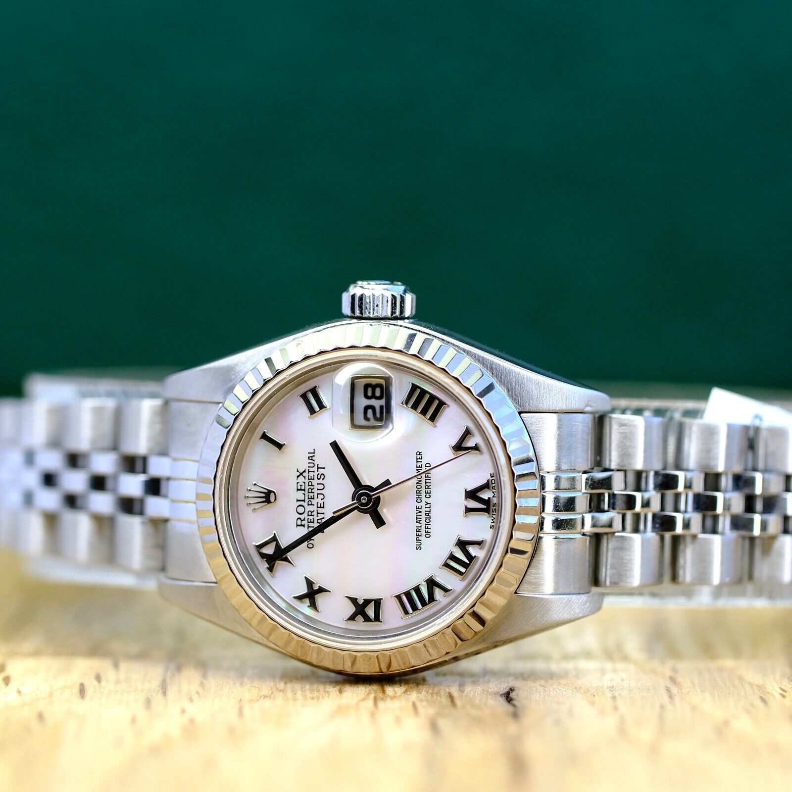 ROLEX DATEJUST WHITE MOTHER OF PEARL DIAL STEEL JUBILEE WATCH 79174 - Luxuriant Concierge