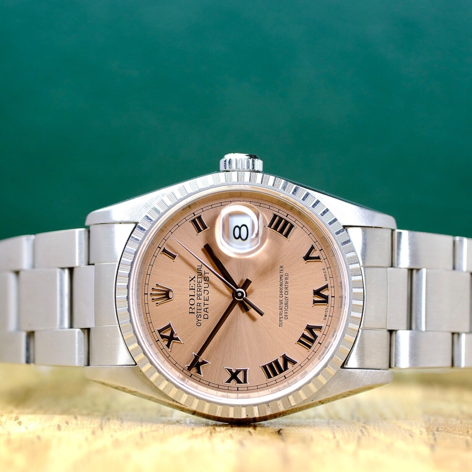 ROLEX DATEJUST SALMON ROMAN DIAL STEEL JUBILEE WATCH 16220 BOX&PAPER - Luxuriant Concierge