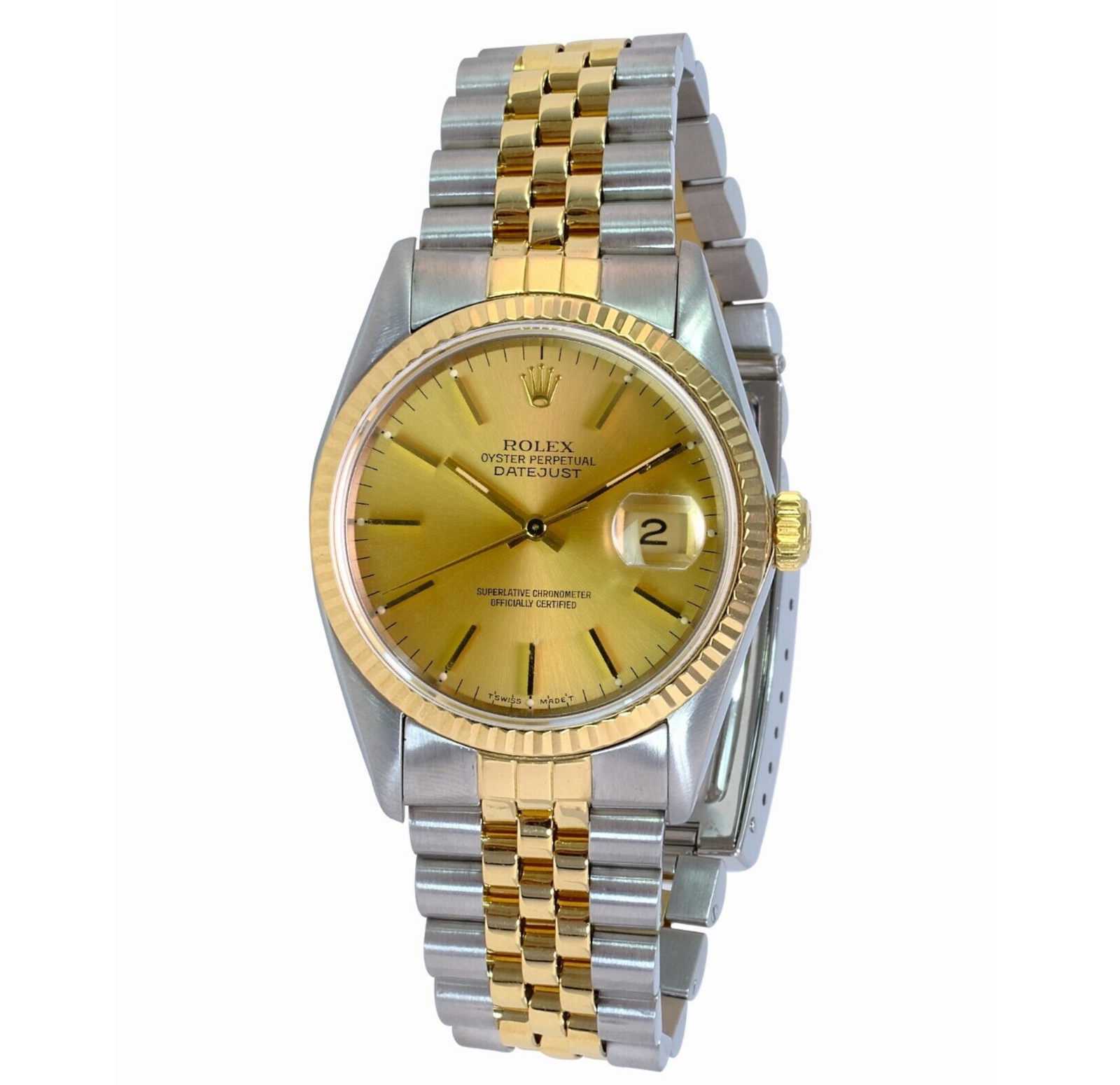 ROLEX DATEJUST CHAMPAGNE INDEX DIAL 18K GOLD & STEEL JUBILEE 16233 - Luxuriant Concierge