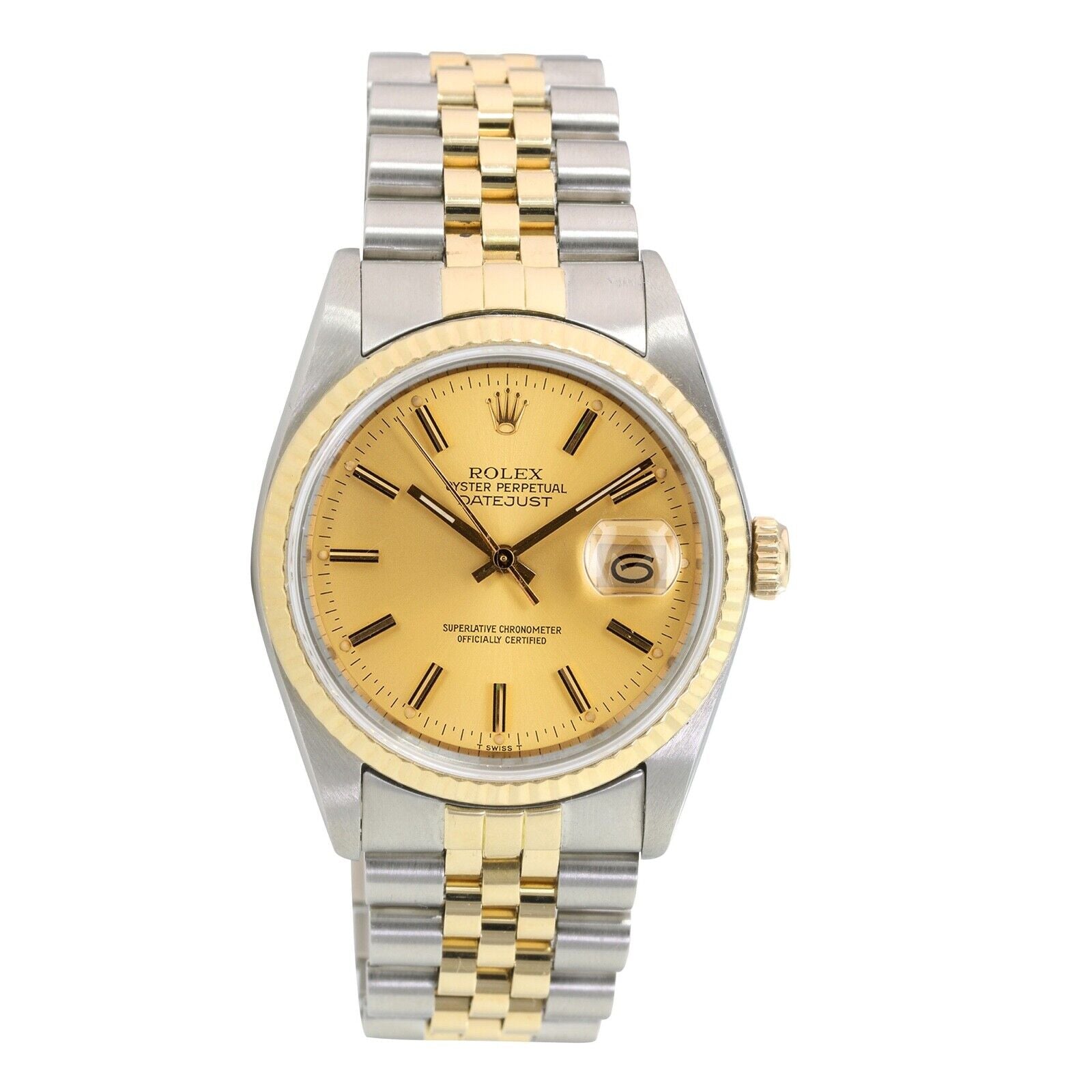 ROLEX DATEJUST CHAMPAGNE DIAL 18K GOLD & STEEL JUBILEE 16233 BOX&PAPER - Luxuriant Concierge