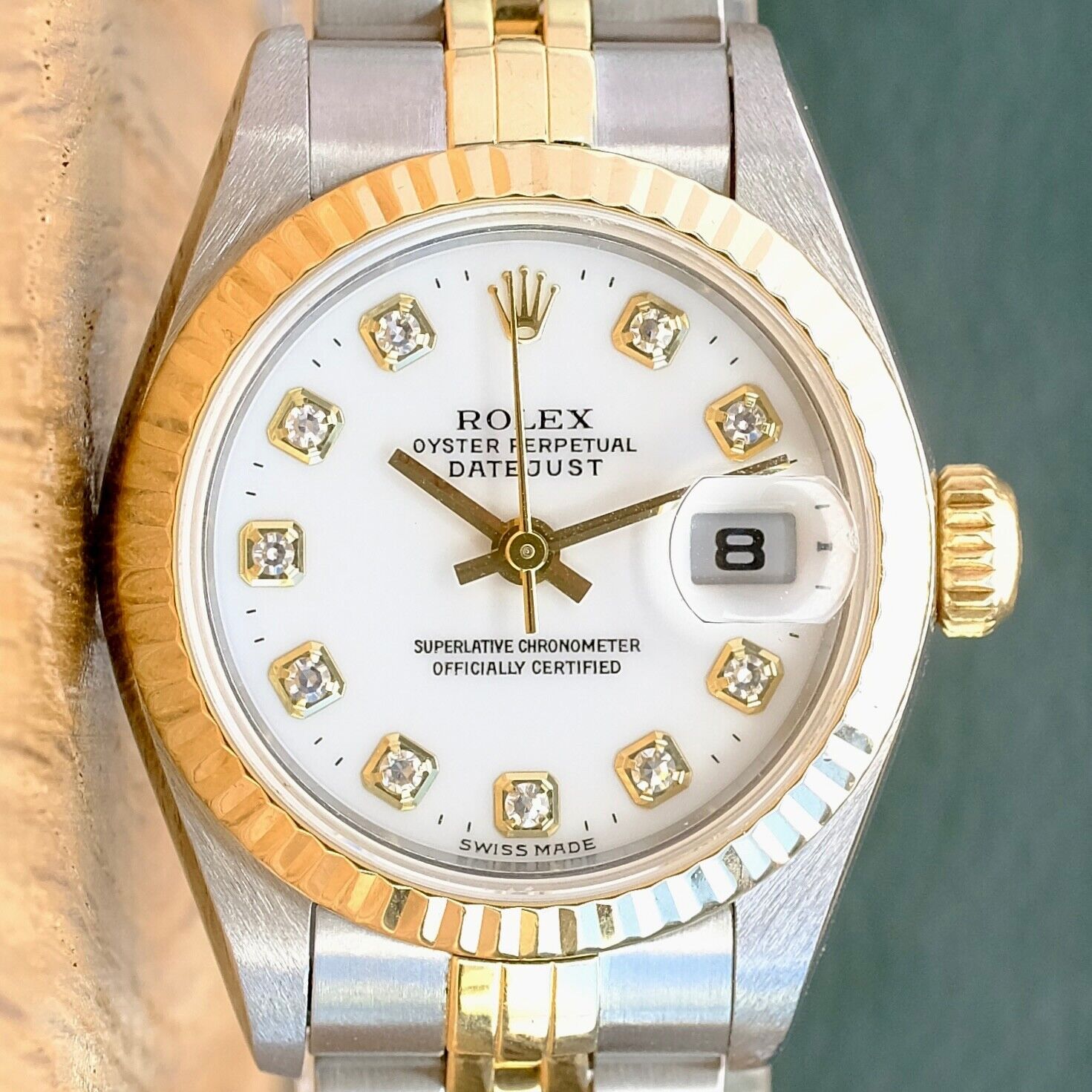 ROLEX DATEJUST WHITE ROMAN DIAL 18K GOLD & STEEL JUBILEE WATCH 69173 - Luxuriant Concierge