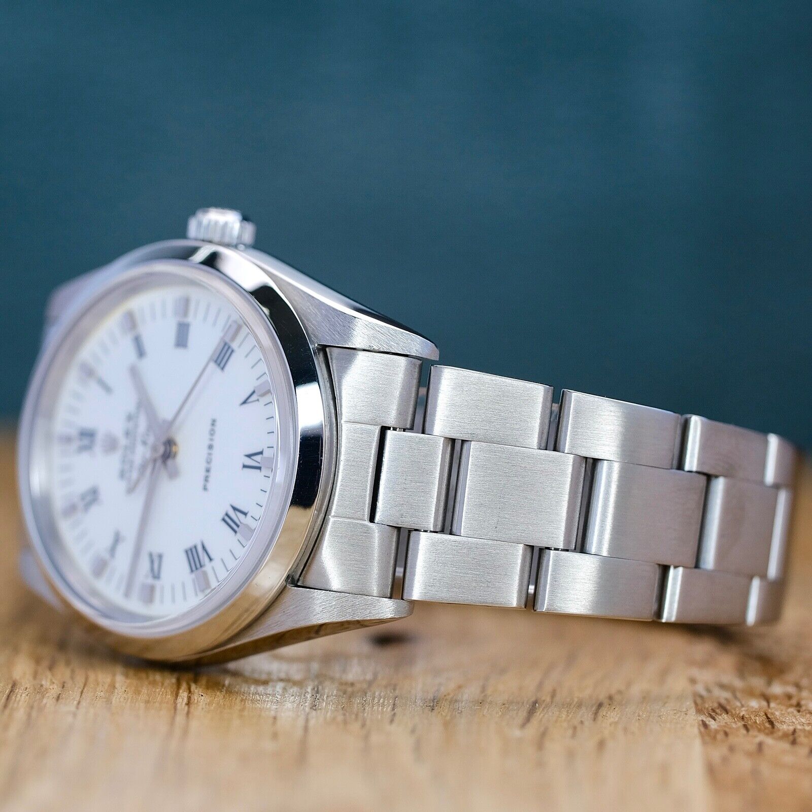 ROLEX AIR-KING WHITE INDEX ROMAN OYSTER BAND 14000 W/ BOX & PAPER - Luxuriant Watch Concierge