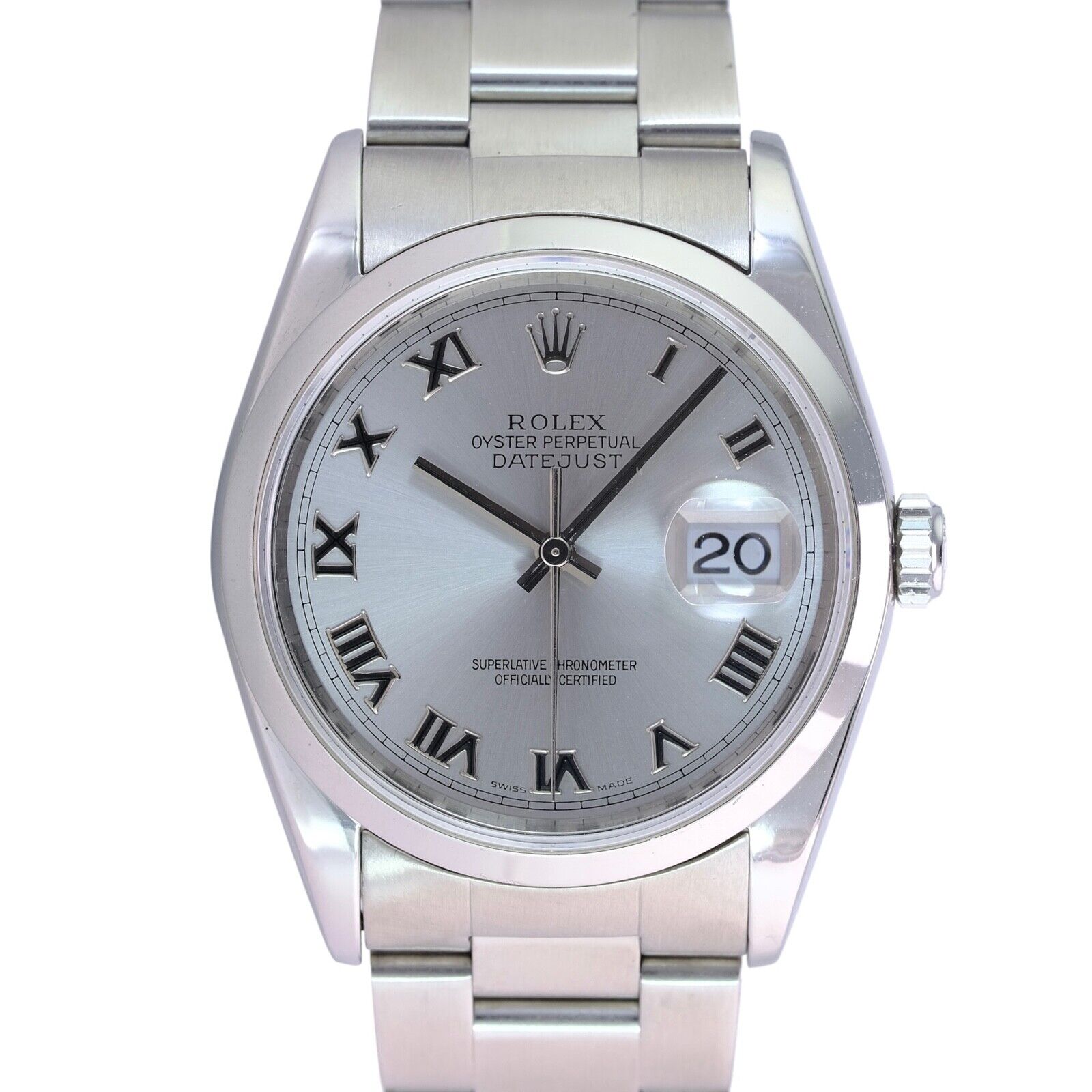 ROLEX DATEJUST SILVER ROMAN DIAL STEEL OYSTER WATCH 16200 BOX&PAPER - Luxuriant Concierge