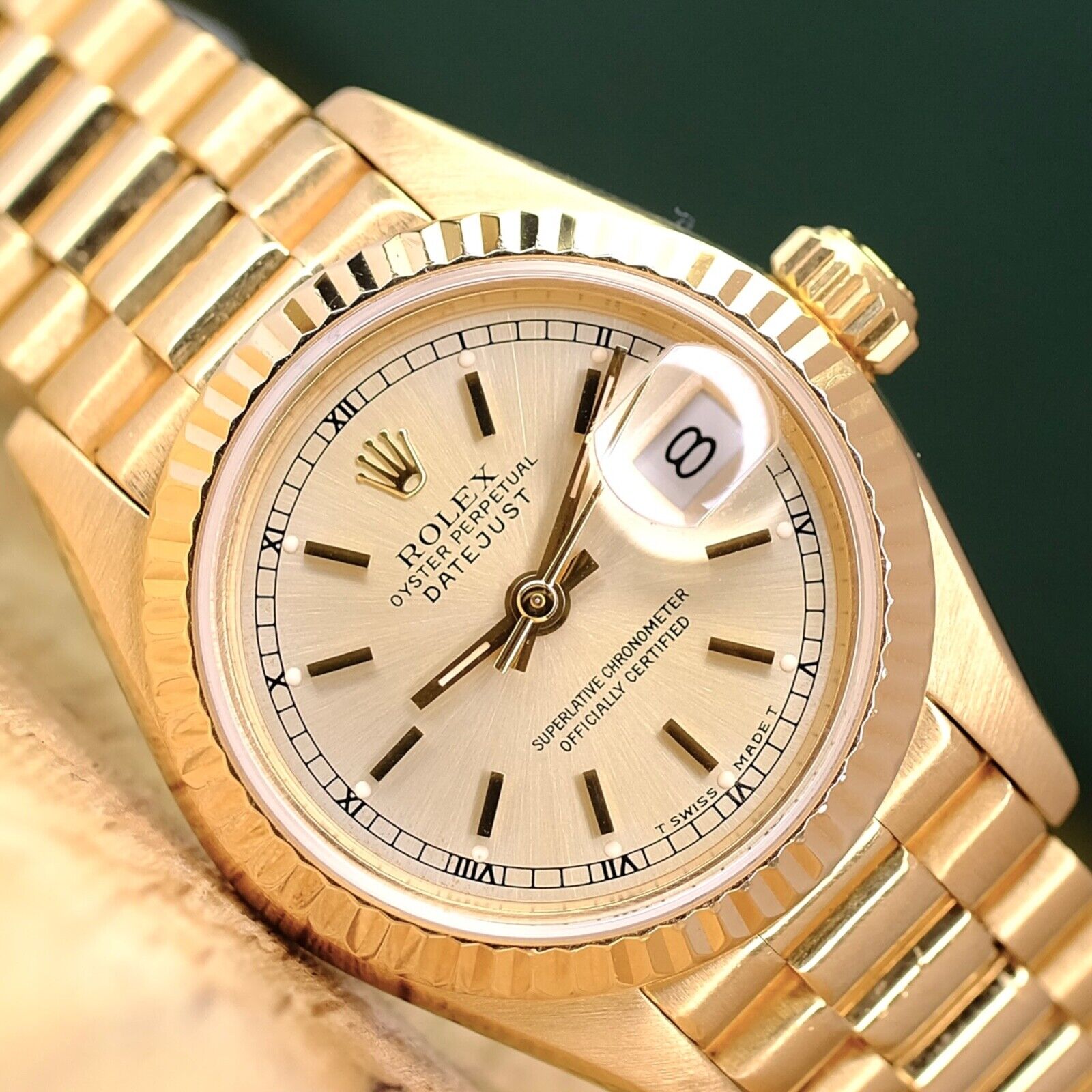 ROLEX DATEJUST CHAMPAGNE DIAL 18K YELLOW GOLD PRESIDENT 69178 BOX&PAPER - Luxuriant Concierge