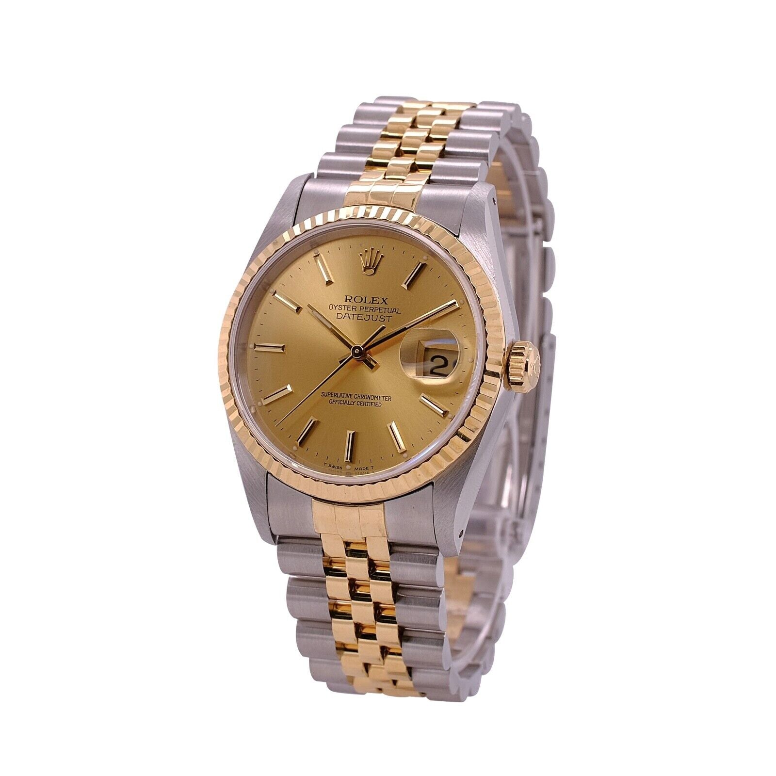 ROLEX DATEJUST CHAMPAGNE INDEX DIAL 18K GOLD & STEEL JUBILEE 16233 - Luxuriant Concierge