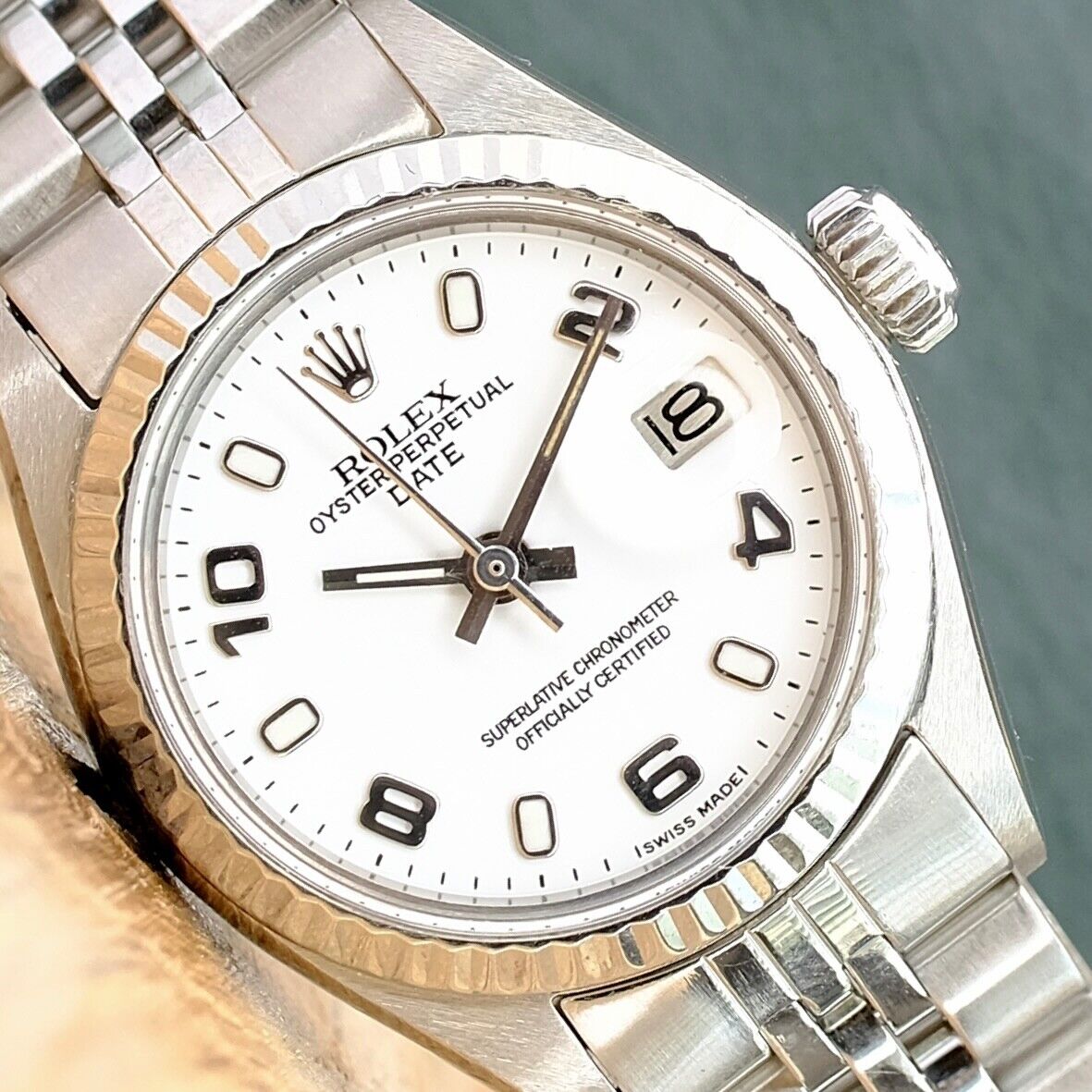 ROLEX DATEJUST WHITE INDEX-ARABIC DIAL STEEL JUBILEE WATCH 6917 BOX&PAPER - Luxuriant Concierge