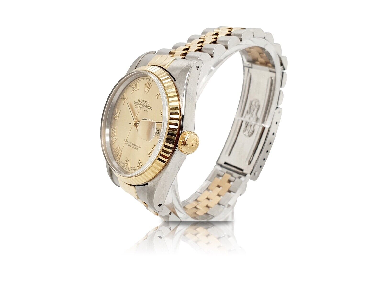 ROLEX DATEJUST CHAMPAGNE INDEX DIAL 18K GOLD & STEEL JUBILEE 16233 - Luxuriant Concierge