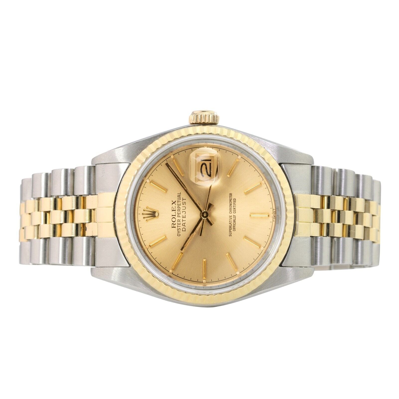 ROLEX DATEJUST CHAMPAGNE INDEX DIAL 18K GOLD & STEEL JUBILEE 16233 - Luxuriant Concierge