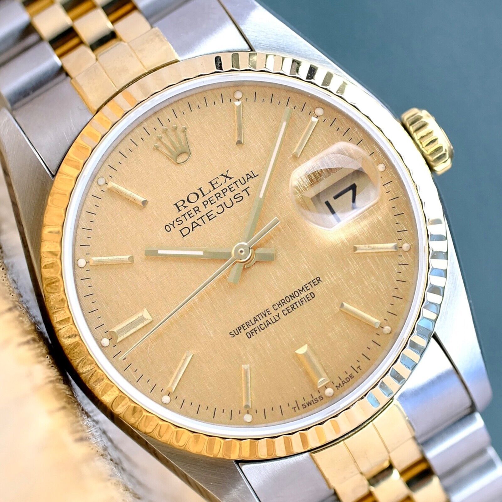 ROLEX DATEJUST CHAMPAGNE DIAL 18K GOLD & STEEL JUBILEE 16233 BOX&PAPER - Luxuriant Concierge