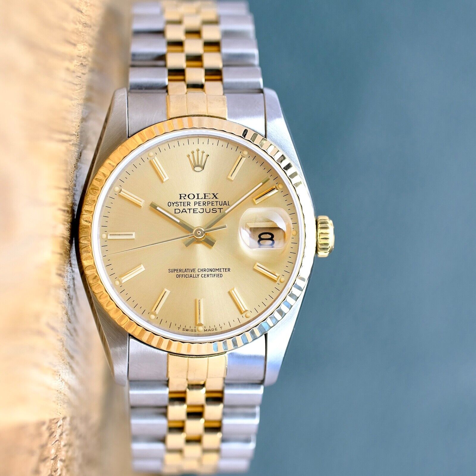 ROLEX DATEJUST CHAMPAGNE DIAL 18K GOLD & STEEL JUBILEE 16233 BOX&PAPER - Luxuriant Concierge