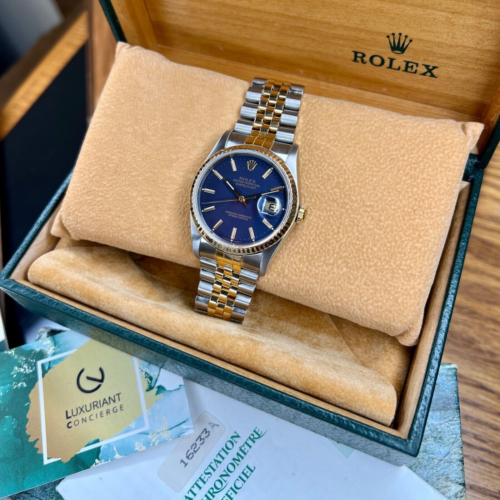 ROLEX DATEJUST RARE BLUE-PURPLE INDEX DIAL 18K GOLD & STEEL JUBILEE 116233 - Luxuriant Concierge