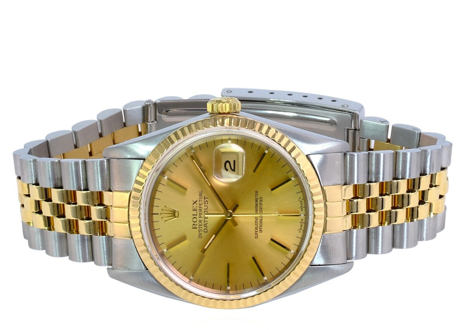 ROLEX DATEJUST CHAMPAGNE INDEX DIAL 18K GOLD & STEEL JUBILEE 16233 - Luxuriant Concierge