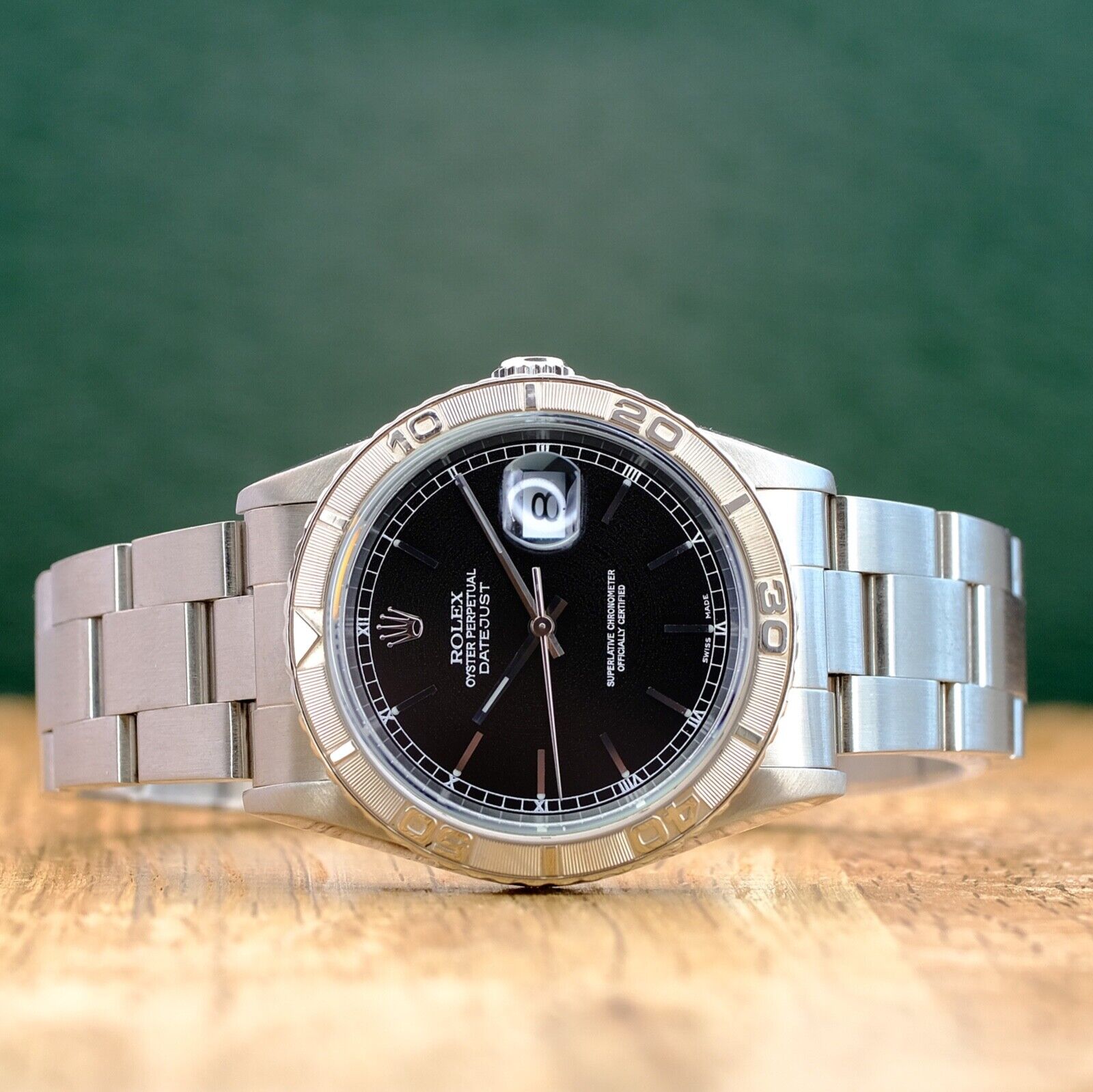 ROLEX DATEJUST BLACK INDEX DIAL STEEL JUBILEE WATCH 16264 - Luxuriant Concierge