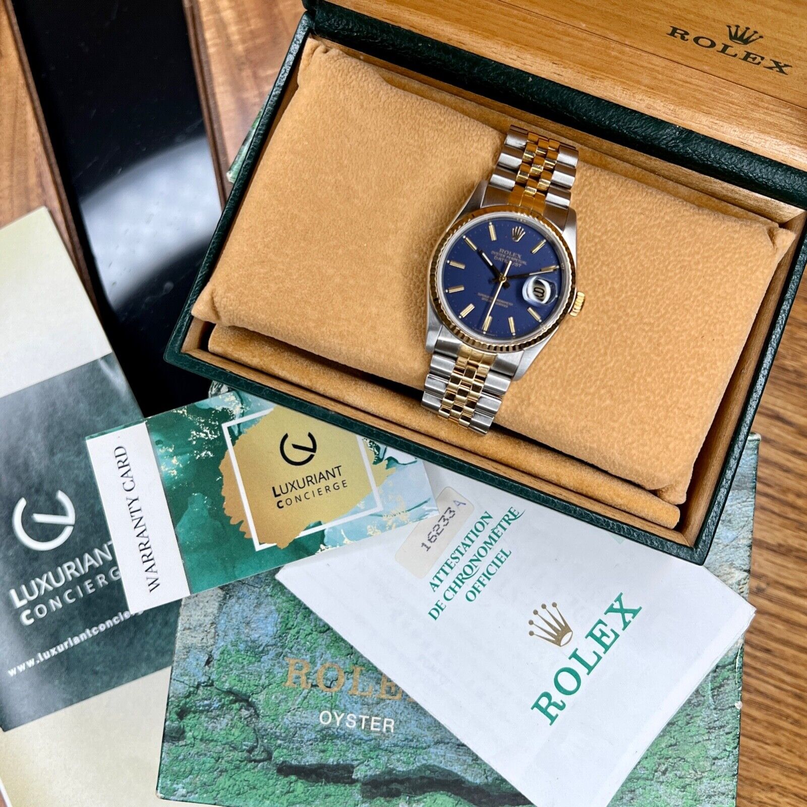 ROLEX DATEJUST RARE BLUE-PURPLE INDEX DIAL 18K GOLD & STEEL JUBILEE 116233 - Luxuriant Concierge