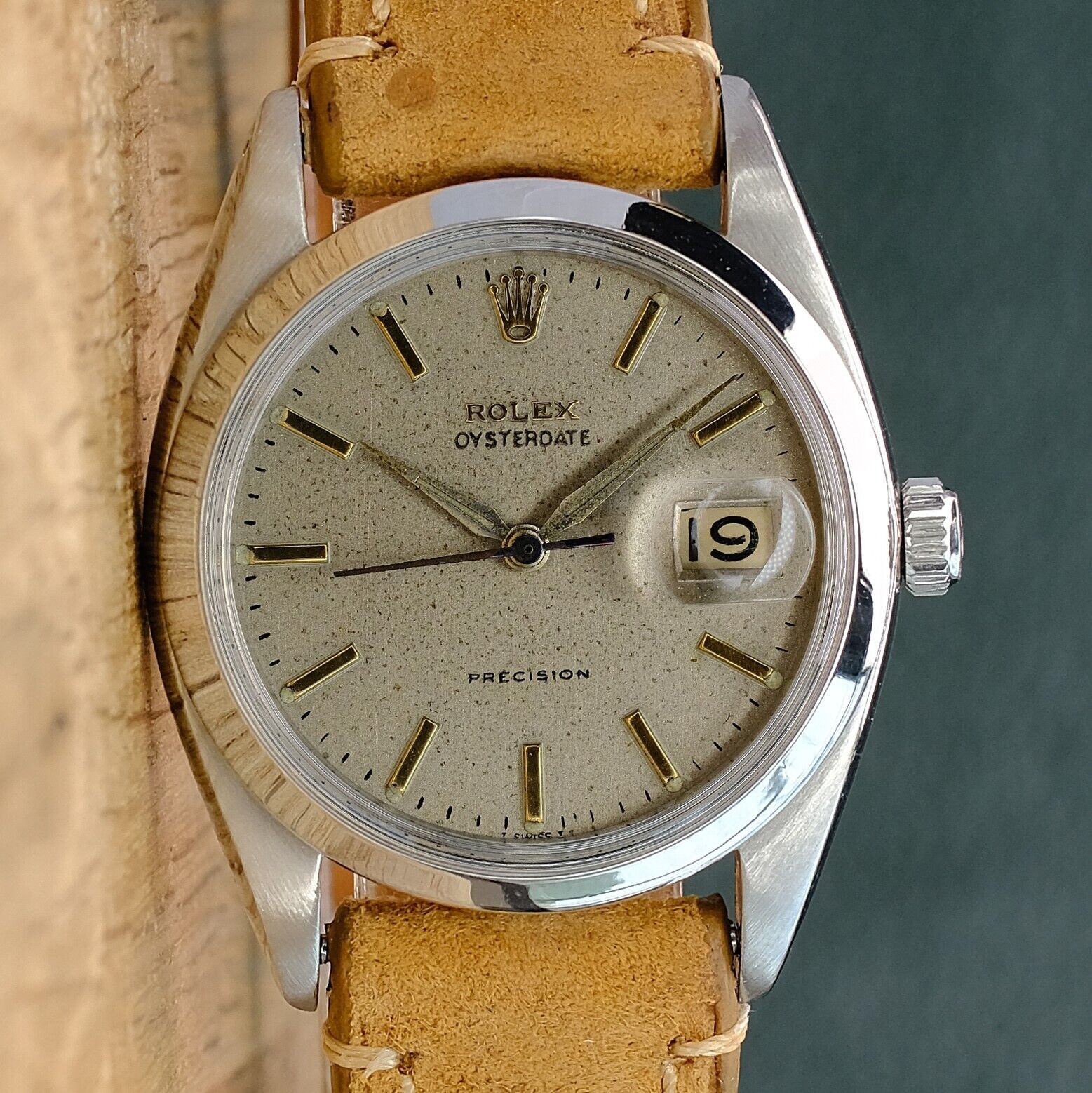 ROLEX OYSTER PRECISION SILVER INDEX DIAL LEATHER WATCH 6694 - Luxuriant Concierge