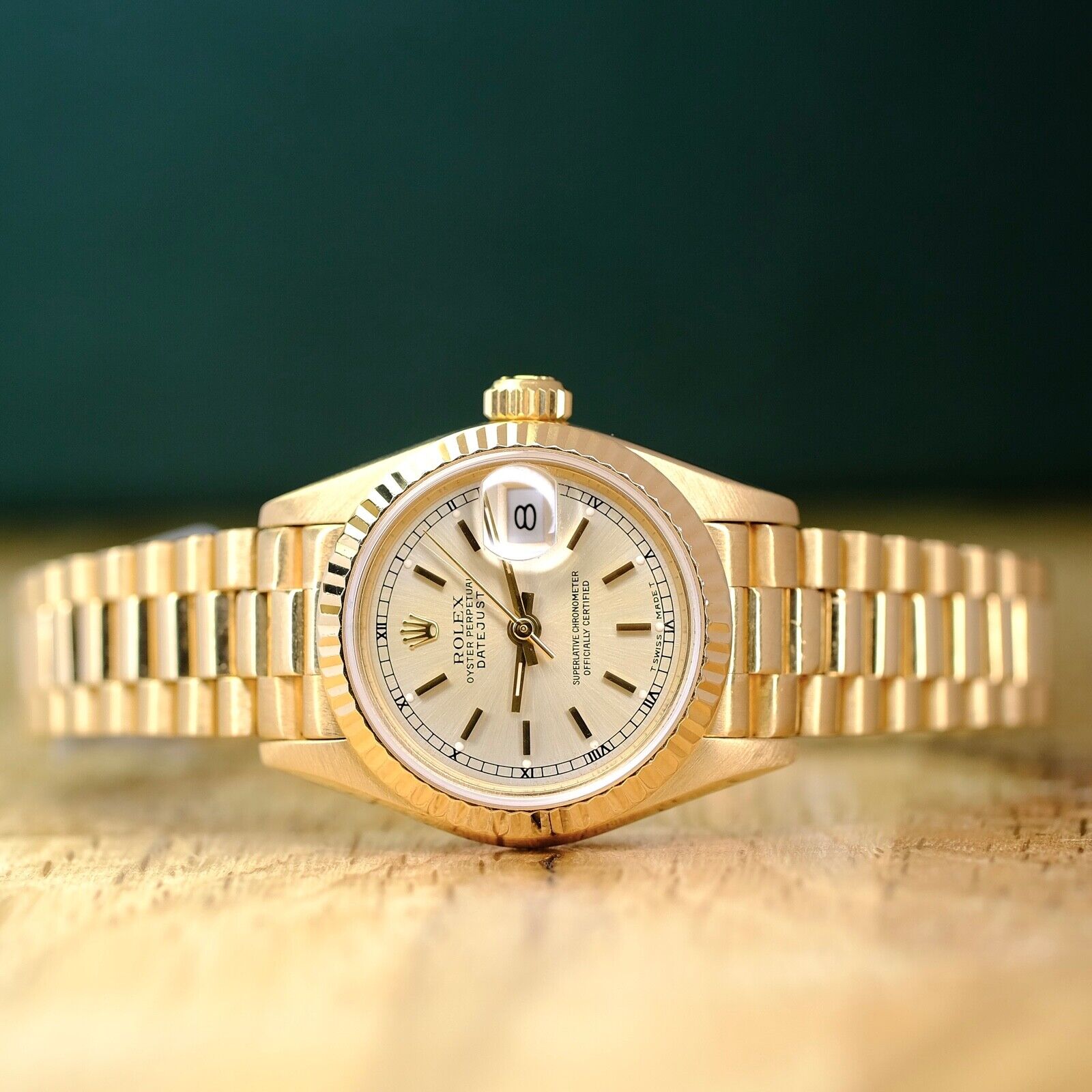 ROLEX DATEJUST CHAMPAGNE DIAL 18K YELLOW GOLD PRESIDENT 69178 BOX&PAPER - Luxuriant Concierge