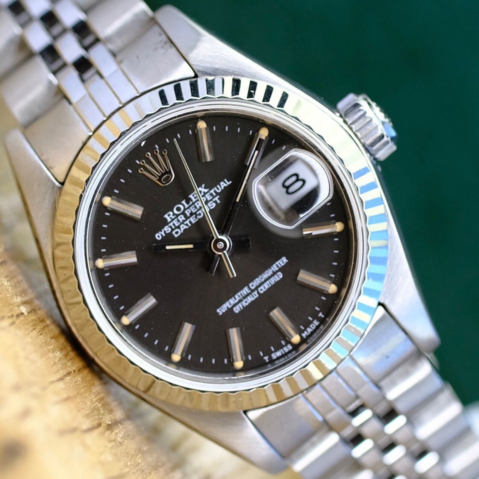 ROLEX DATEJUST GRAY INDEX DIAL STEEL JUBILEE WATCH 69174 - Luxuriant Concierge