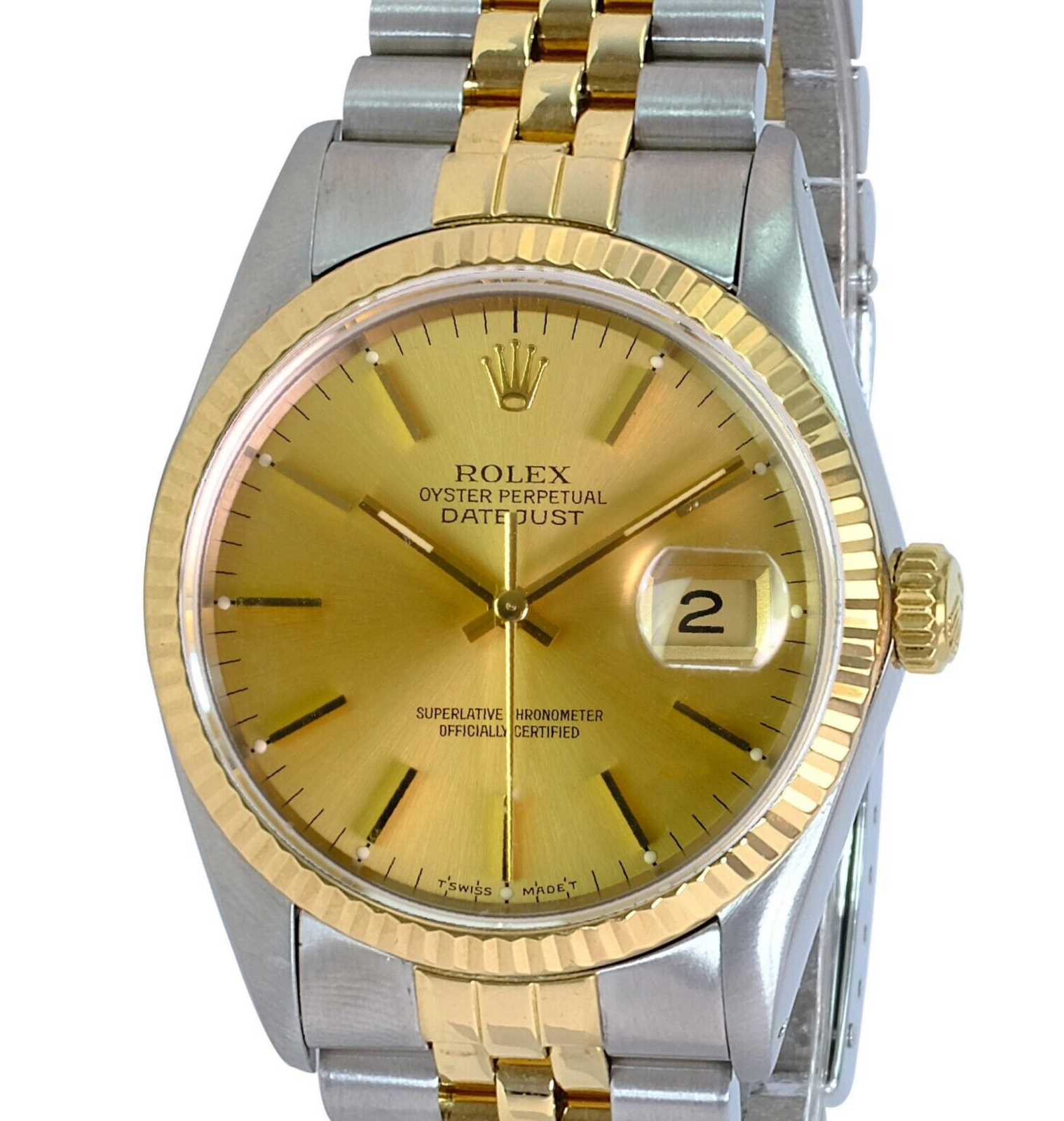 ROLEX DATEJUST CHAMPAGNE INDEX DIAL 18K GOLD & STEEL JUBILEE 16233 - Luxuriant Concierge