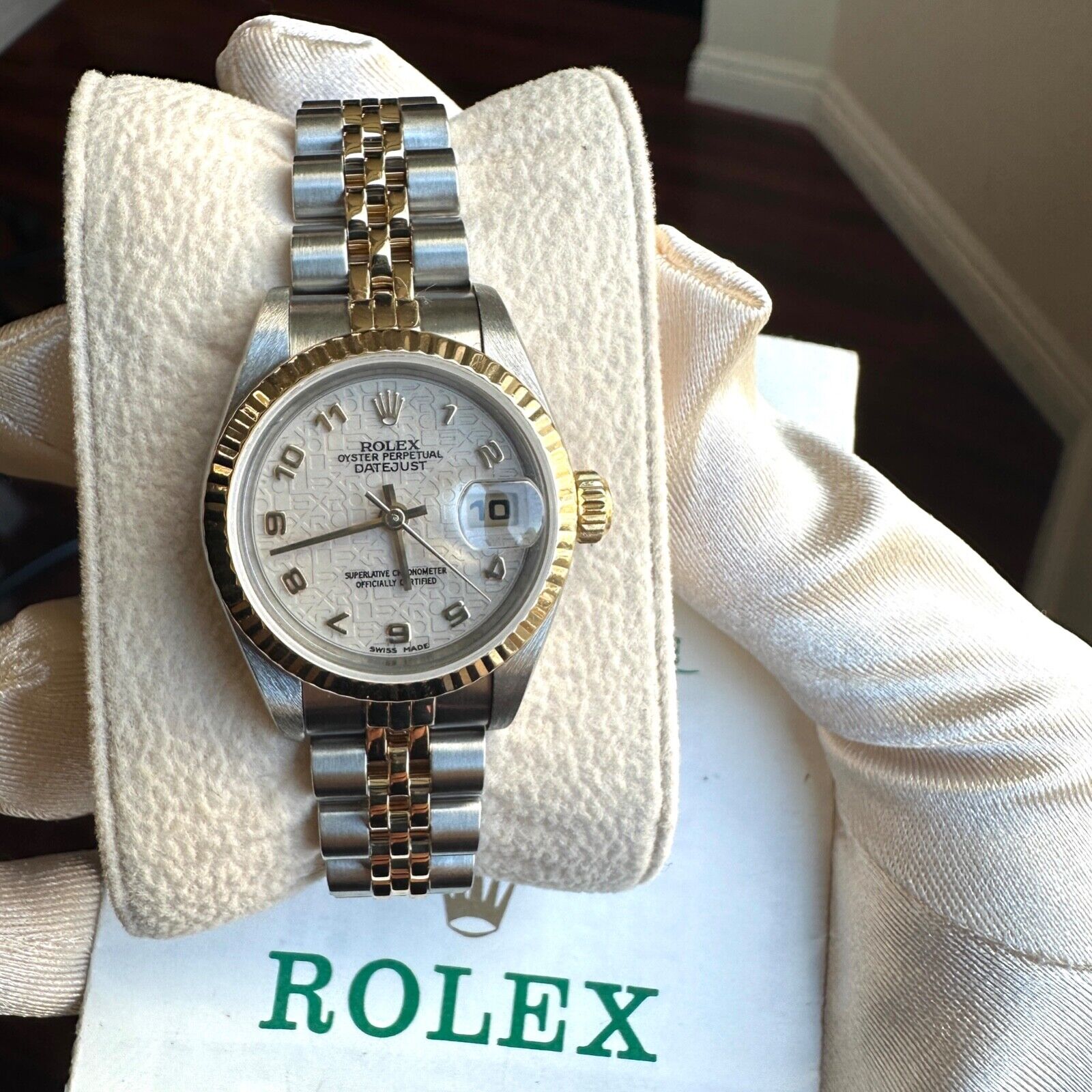 ROLEX DATEJUST CREAM ARABIC JUBILEE DIAL JUBILEE WATCH 69173 BOX&PAPER - Luxuriant Concierge