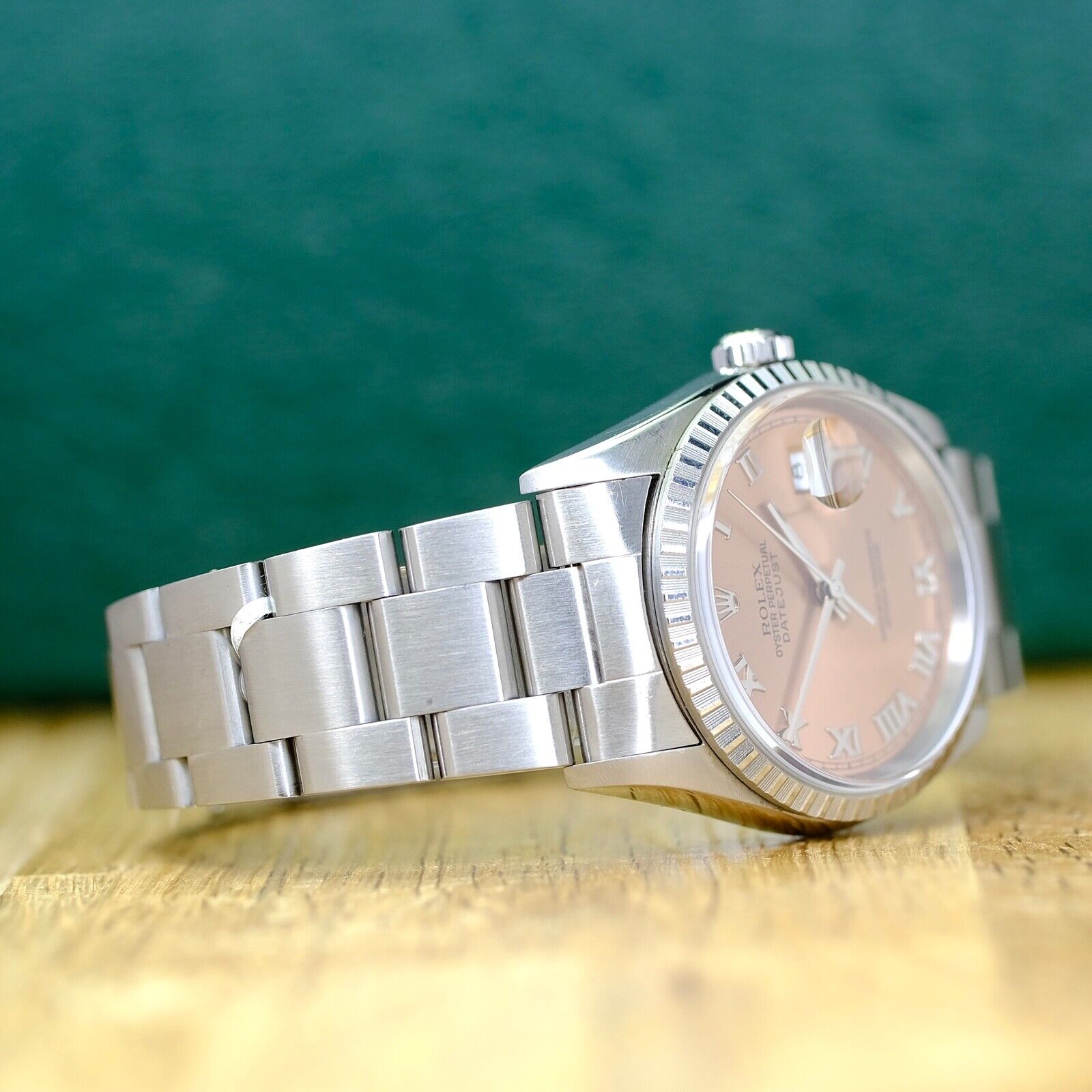 ROLEX DATEJUST SALMON ROMAN DIAL STEEL JUBILEE WATCH 16220 BOX&PAPER - Luxuriant Concierge