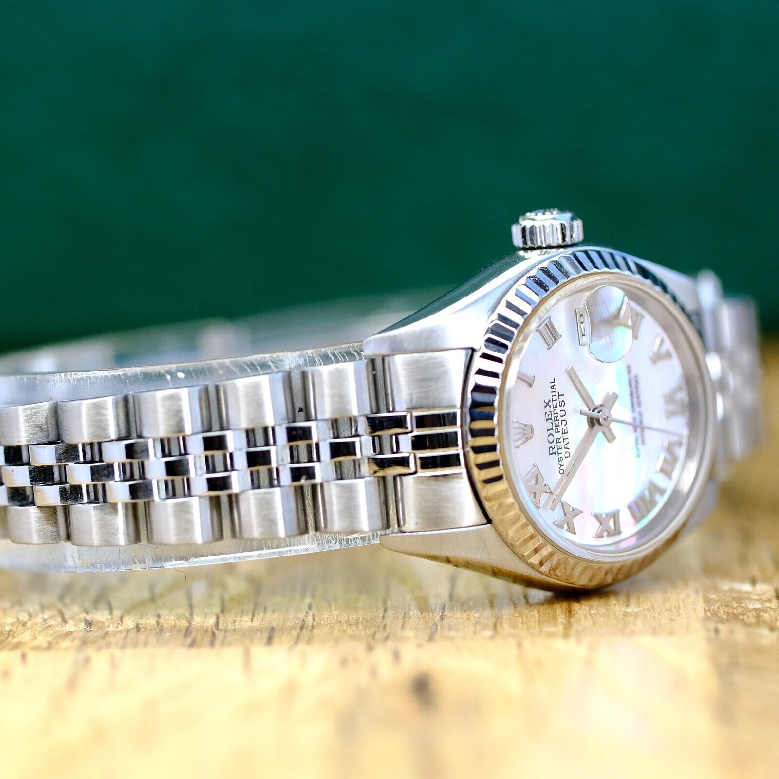 ROLEX DATEJUST WHITE MOTHER OF PEARL DIAL STEEL JUBILEE WATCH 79174 - Luxuriant Concierge