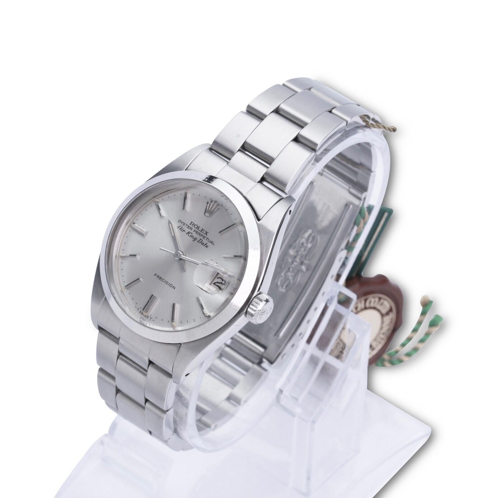 Rolex Air-King "DATE" Silver Index Dial Oyster Band - Luxuriant Watch Concierge