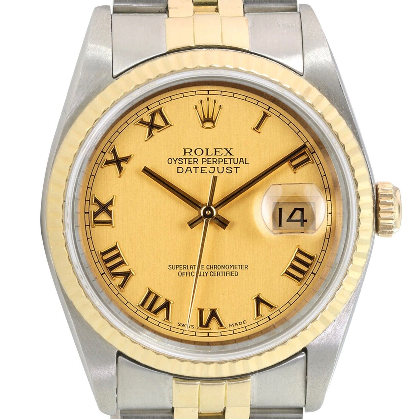 ROLEX DATEJUST CHAMPAGNE INDEX DIAL 18K GOLD & STEEL JUBILEE 16233 - Luxuriant Concierge