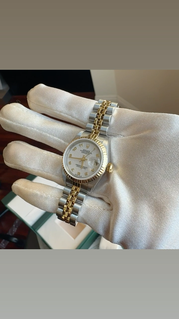 ROLEX DATEJUST CREAM ARABIC JUBILEE DIAL JUBILEE WATCH 69173 BOX&PAPER - Luxuriant Concierge