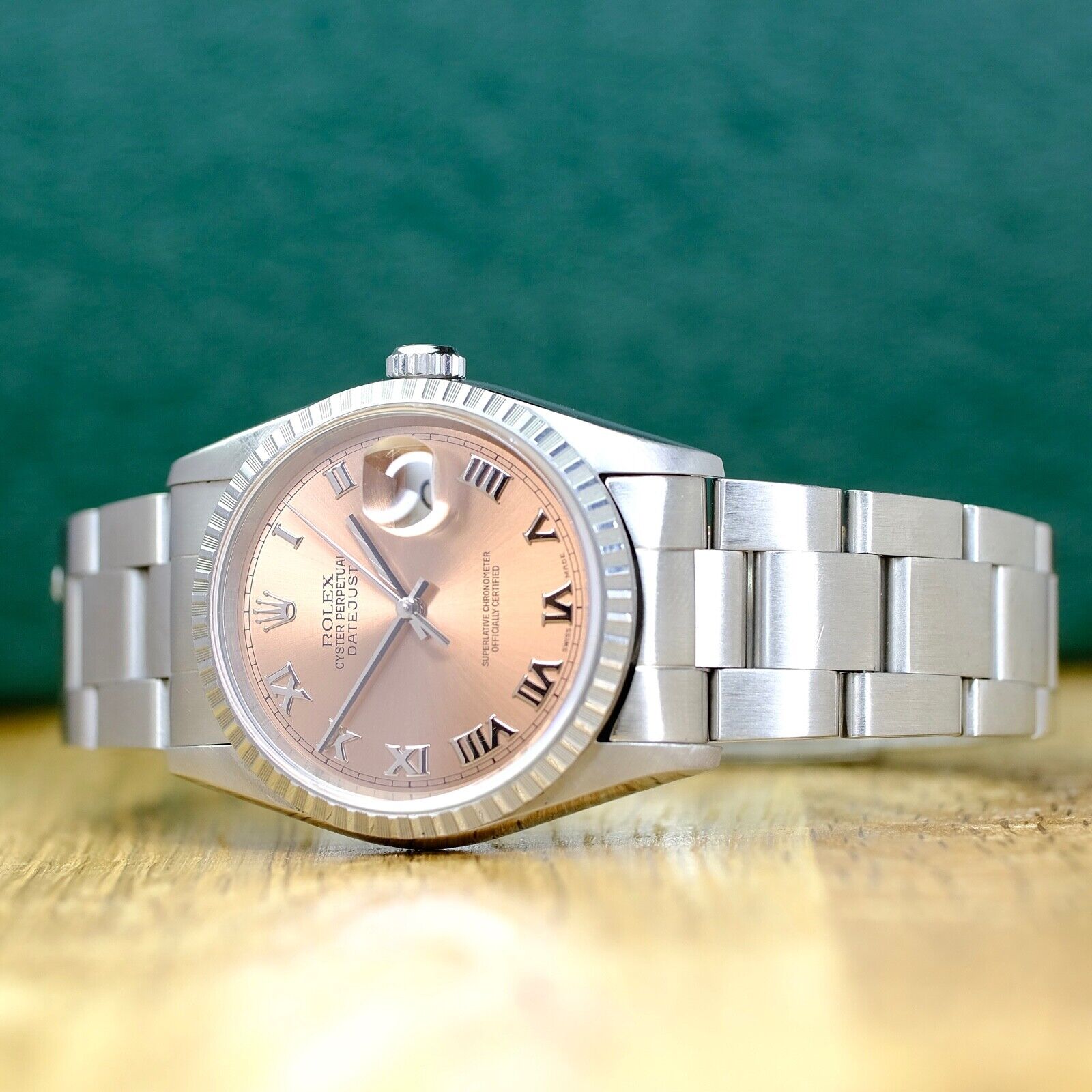 ROLEX DATEJUST SALMON ROMAN DIAL STEEL JUBILEE WATCH 16220 BOX&PAPER - Luxuriant Concierge