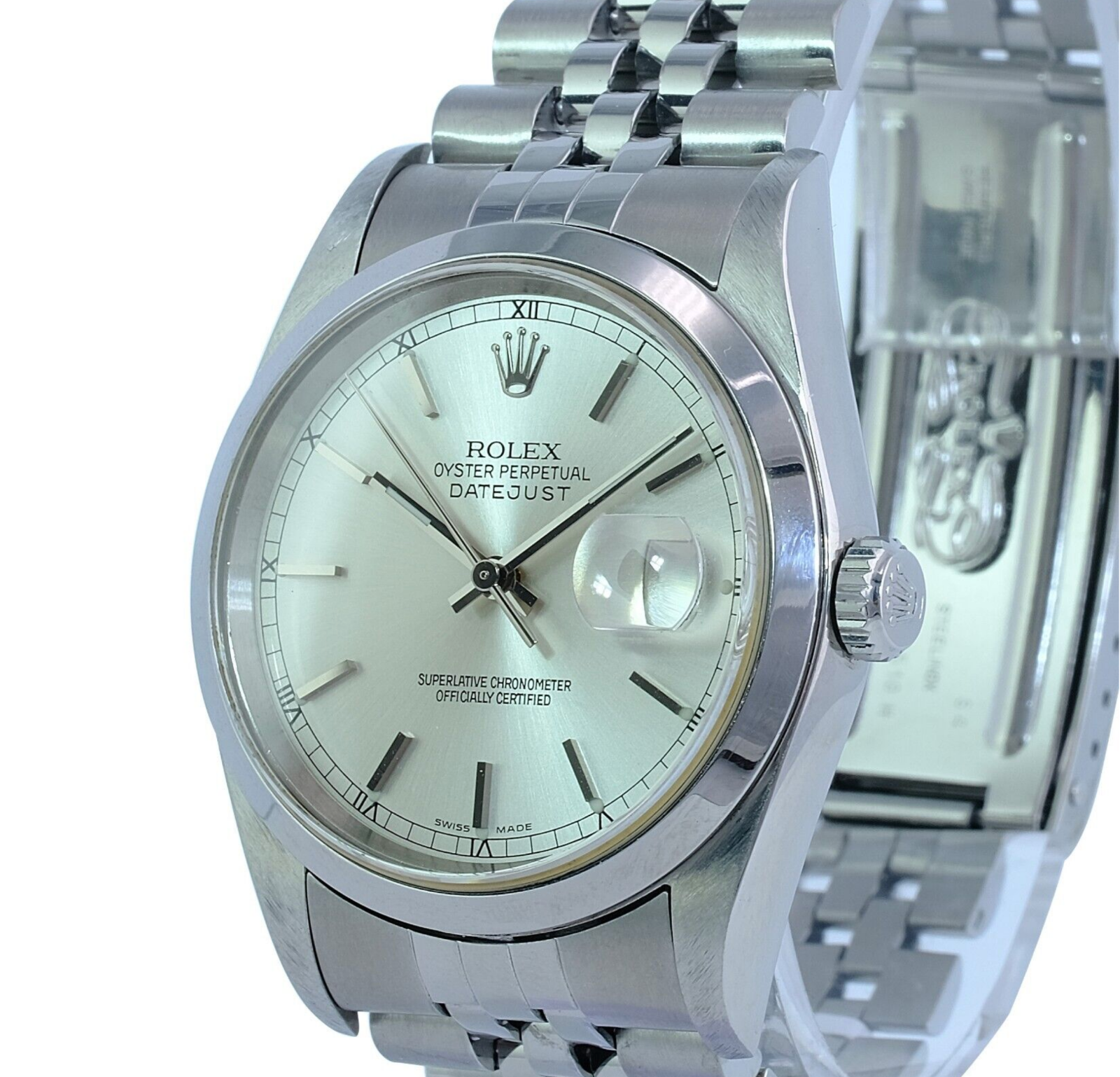 Rolex Men's Datejust Silver Index Dial SS Smooth Bezel Jubilee 36mm Watch - luxuriantconcierge