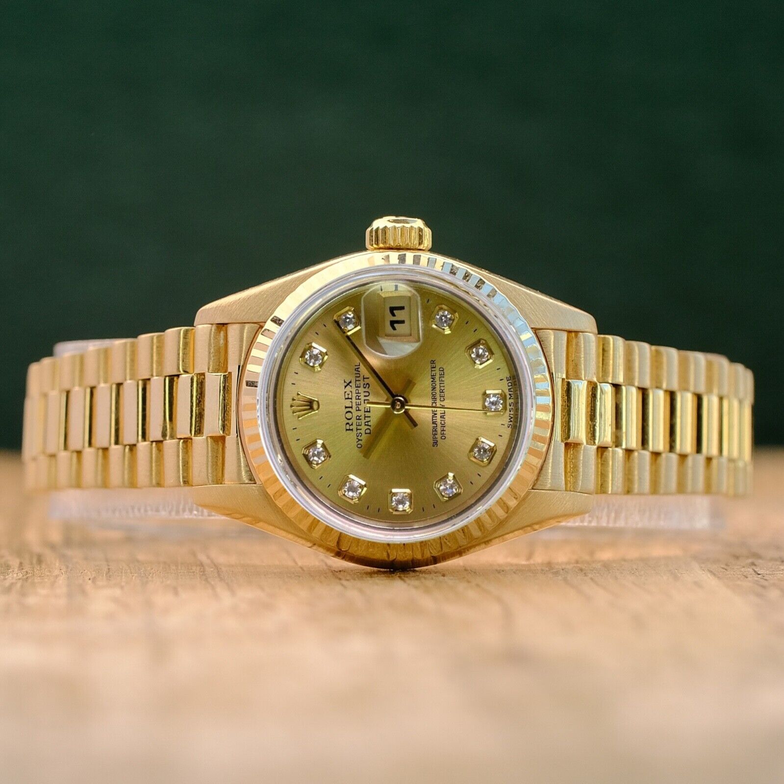 ROLEX DATEJUST CHAMPAGNE DIAL 18K YELLOW GOLD PRESIDENT 69178 BOX&PAPER - Luxuriant Concierge