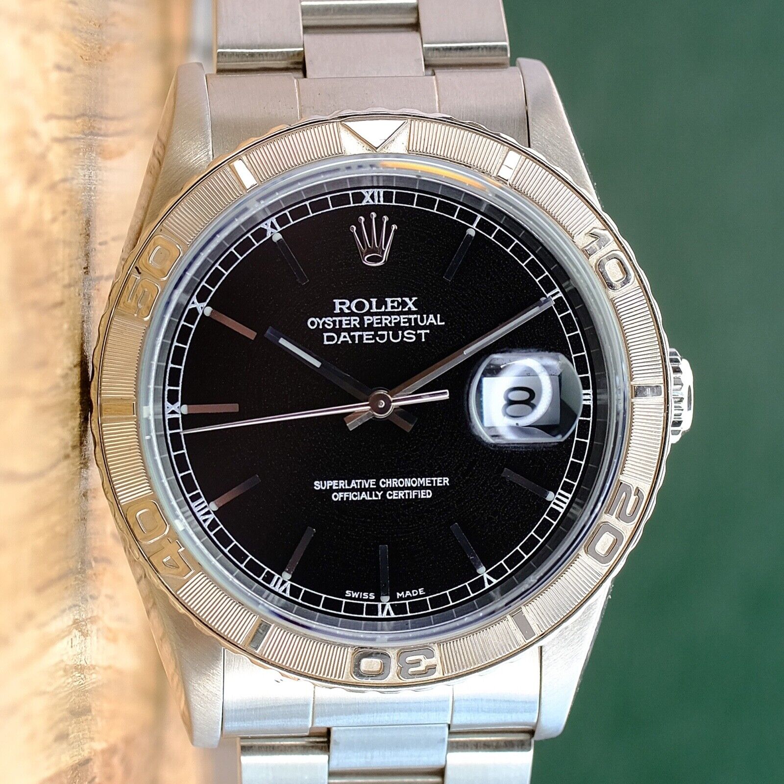 ROLEX DATEJUST BLACK INDEX DIAL STEEL JUBILEE WATCH 16264 - Luxuriant Concierge