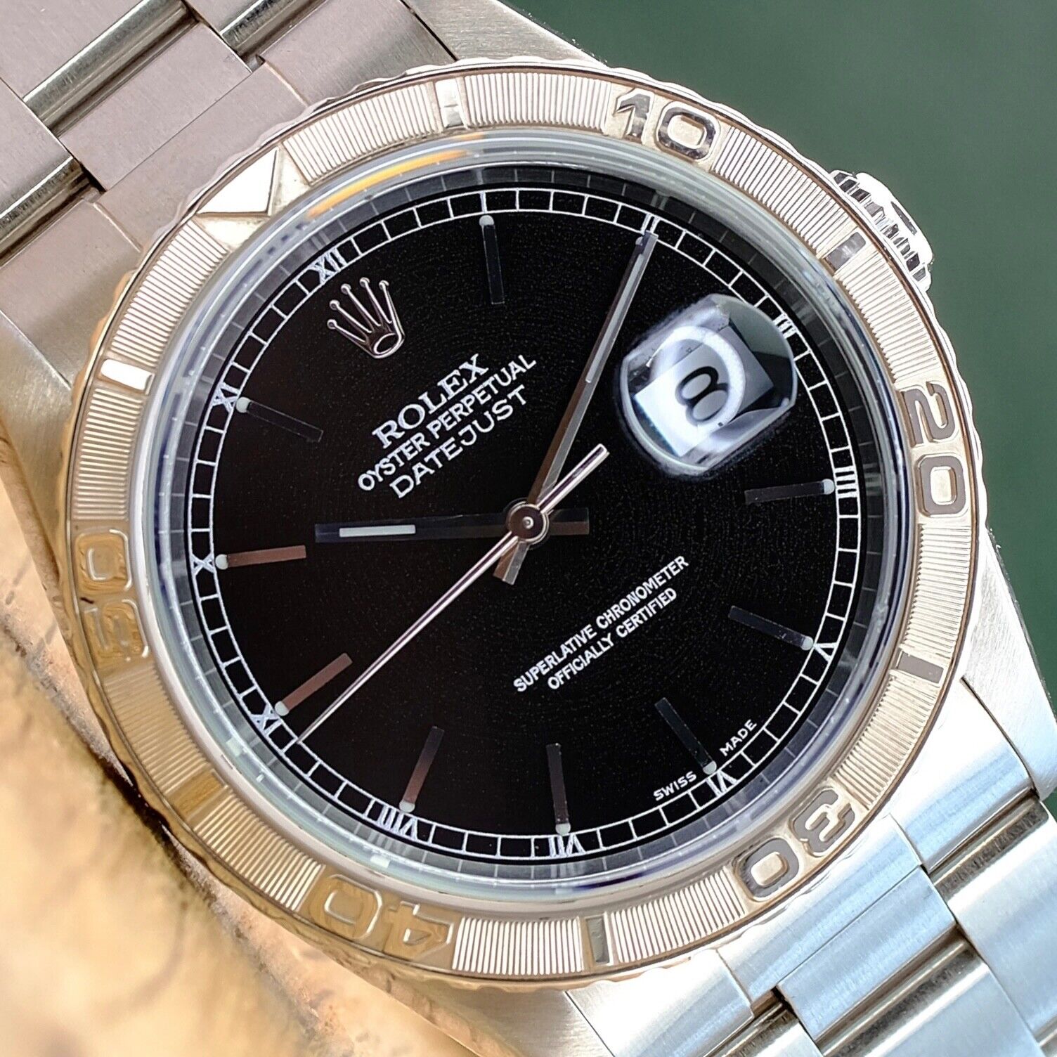 ROLEX DATEJUST BLACK INDEX DIAL STEEL JUBILEE WATCH 16264 - Luxuriant Concierge