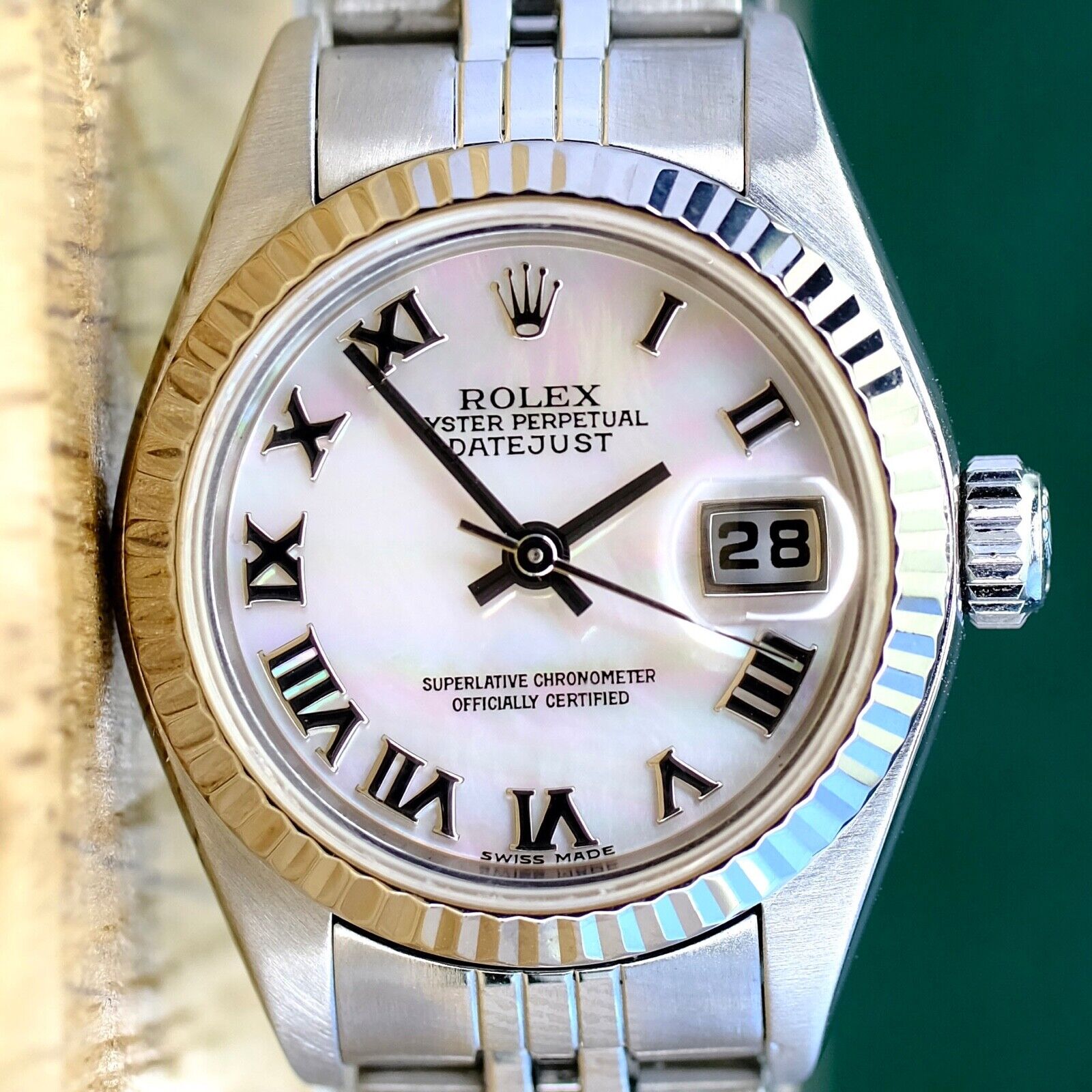 ROLEX DATEJUST WHITE MOTHER OF PEARL DIAL STEEL JUBILEE WATCH 79174 - Luxuriant Concierge